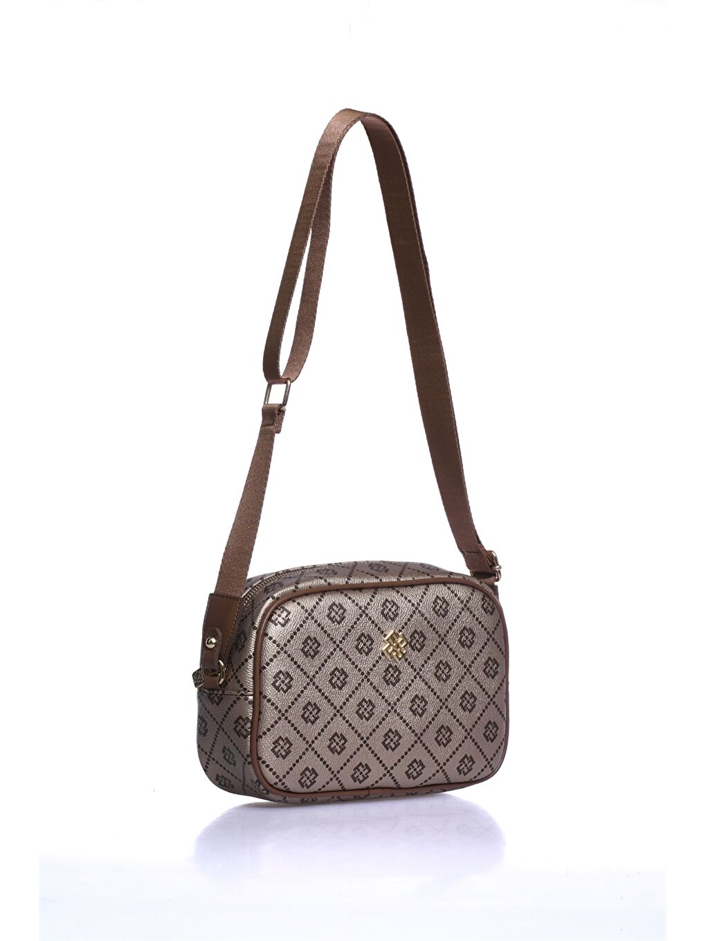 Sarı Deri Görünümlü Desenli Kadın Omuz Çantası-1