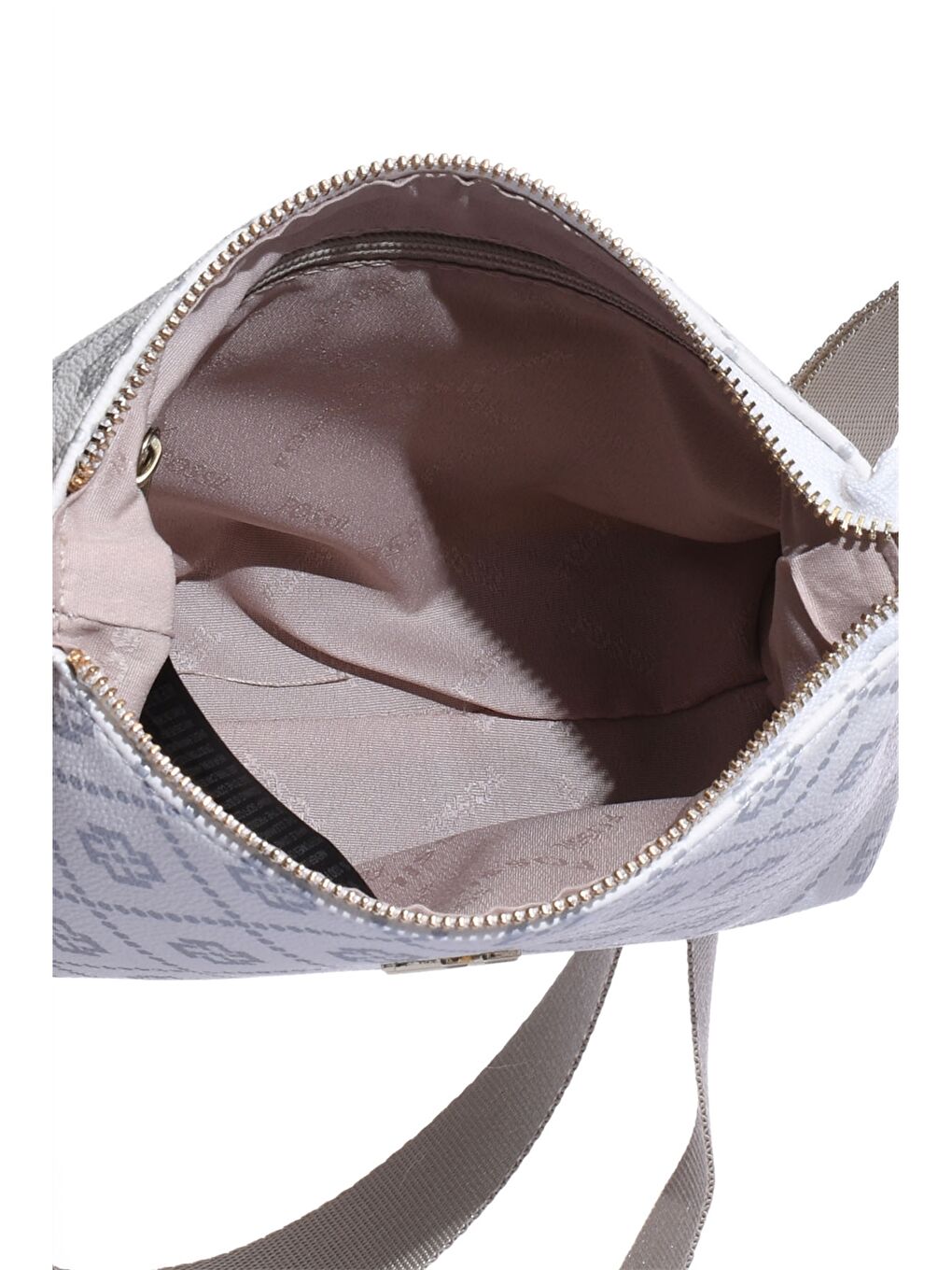 Beyaz Deri Görünümlü Desenli Kadın Çapraz Çanta-3