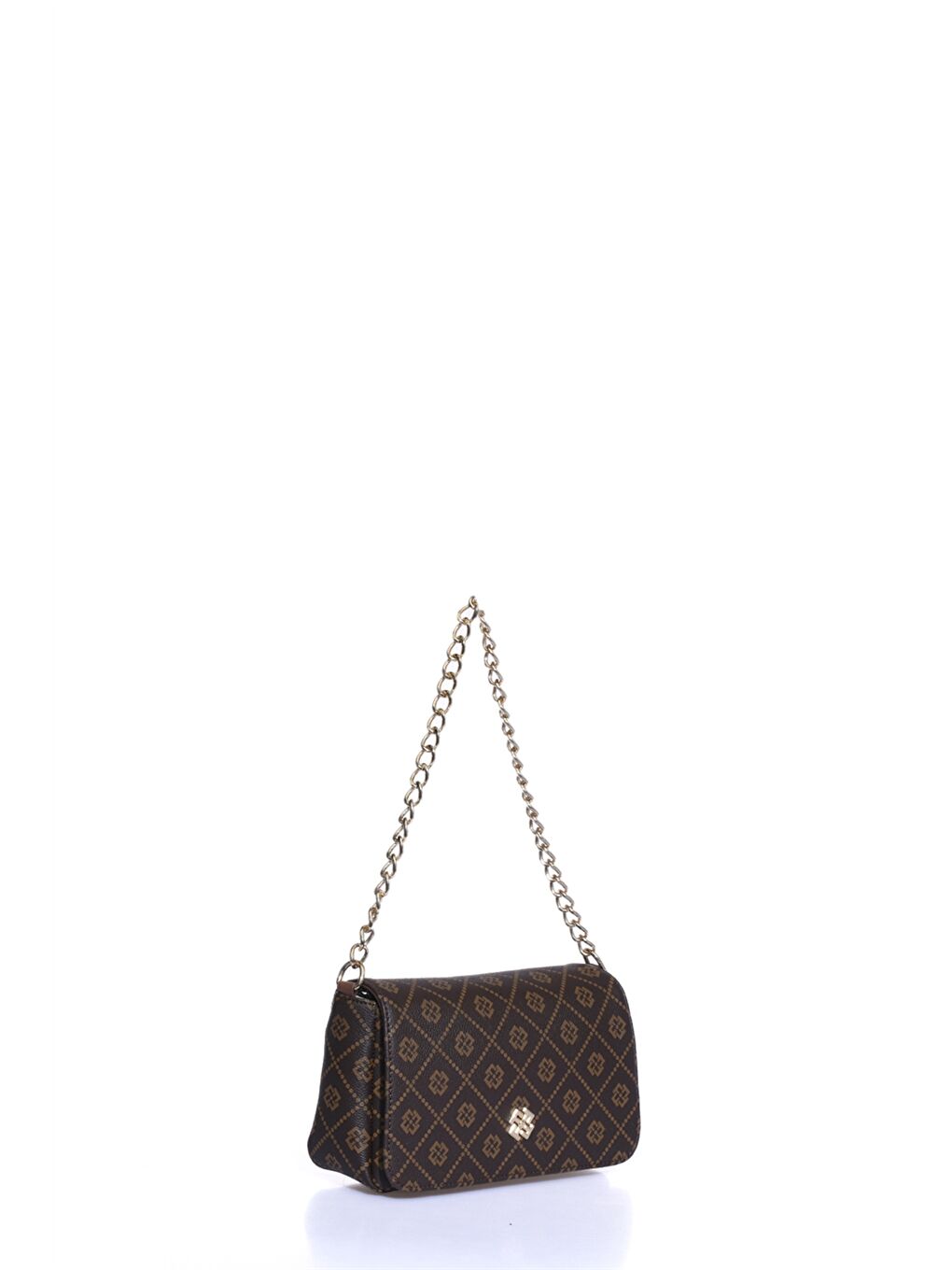 Kahverengi Deri Görünümlü Desenli Kadın Çapraz Çanta-1