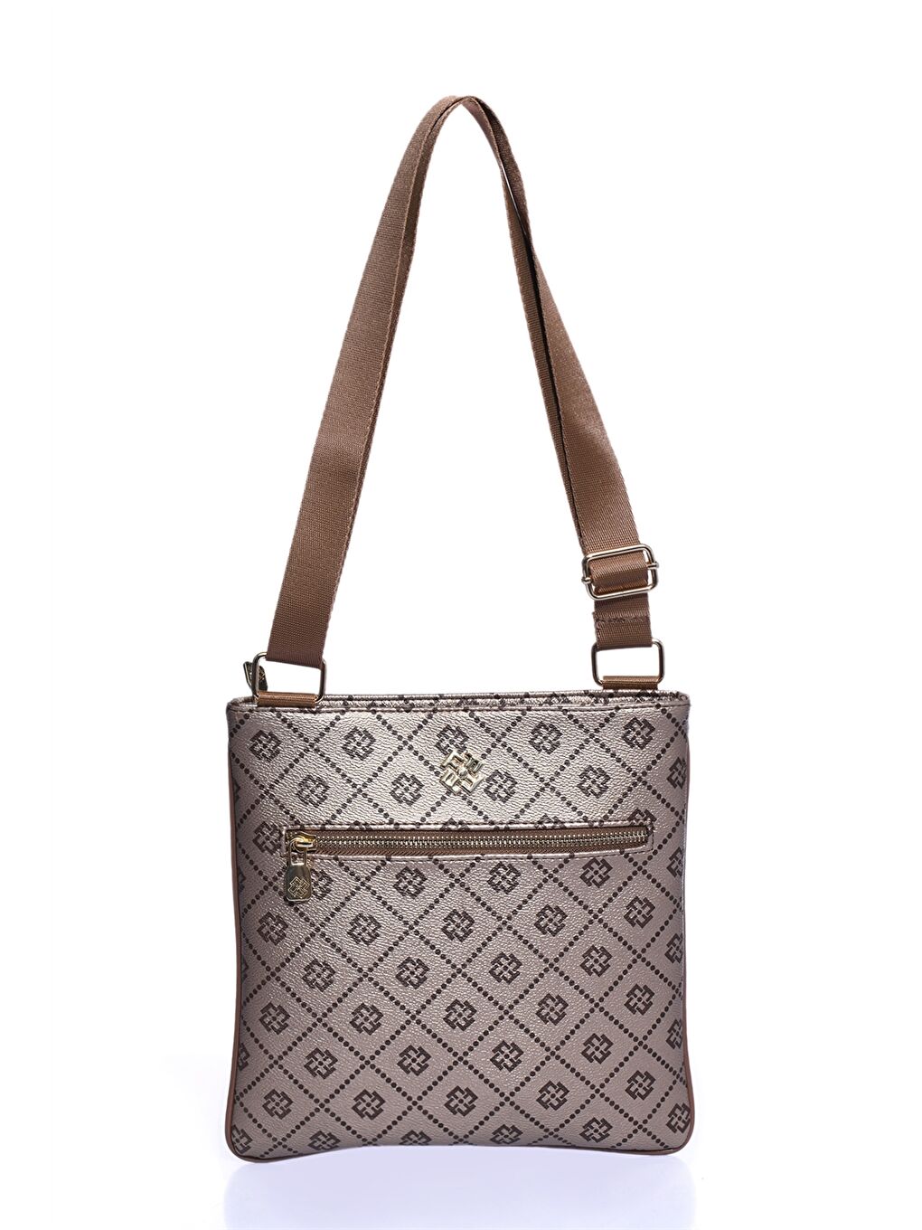 Sarı Deri Görünümlü Desenli Kadın Omuz Çantası