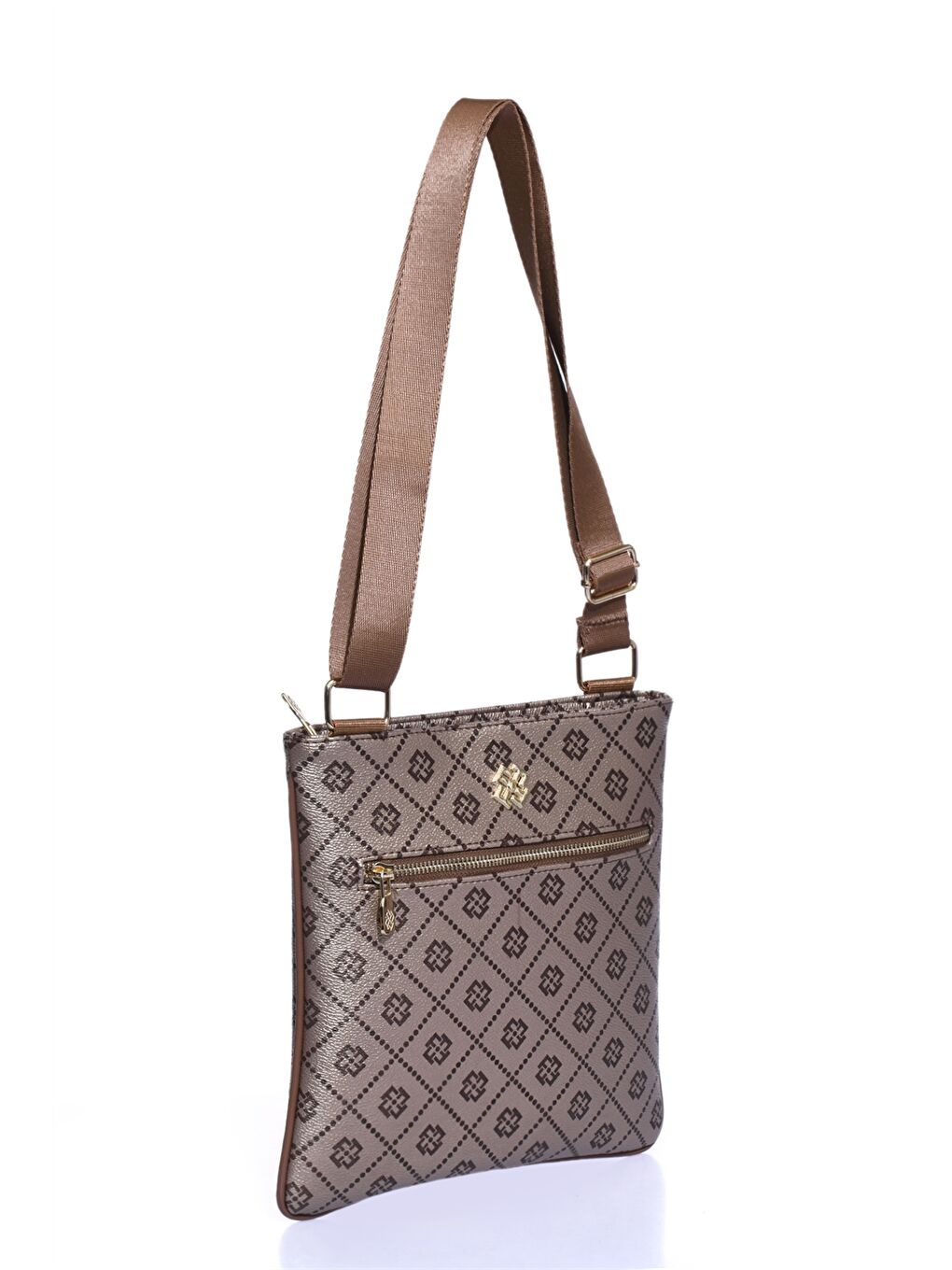 Sarı Deri Görünümlü Desenli Kadın Omuz Çantası-1