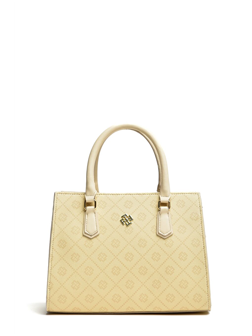 Bej Deri Görünümlü Desenli Kadın Kol Çantası-1