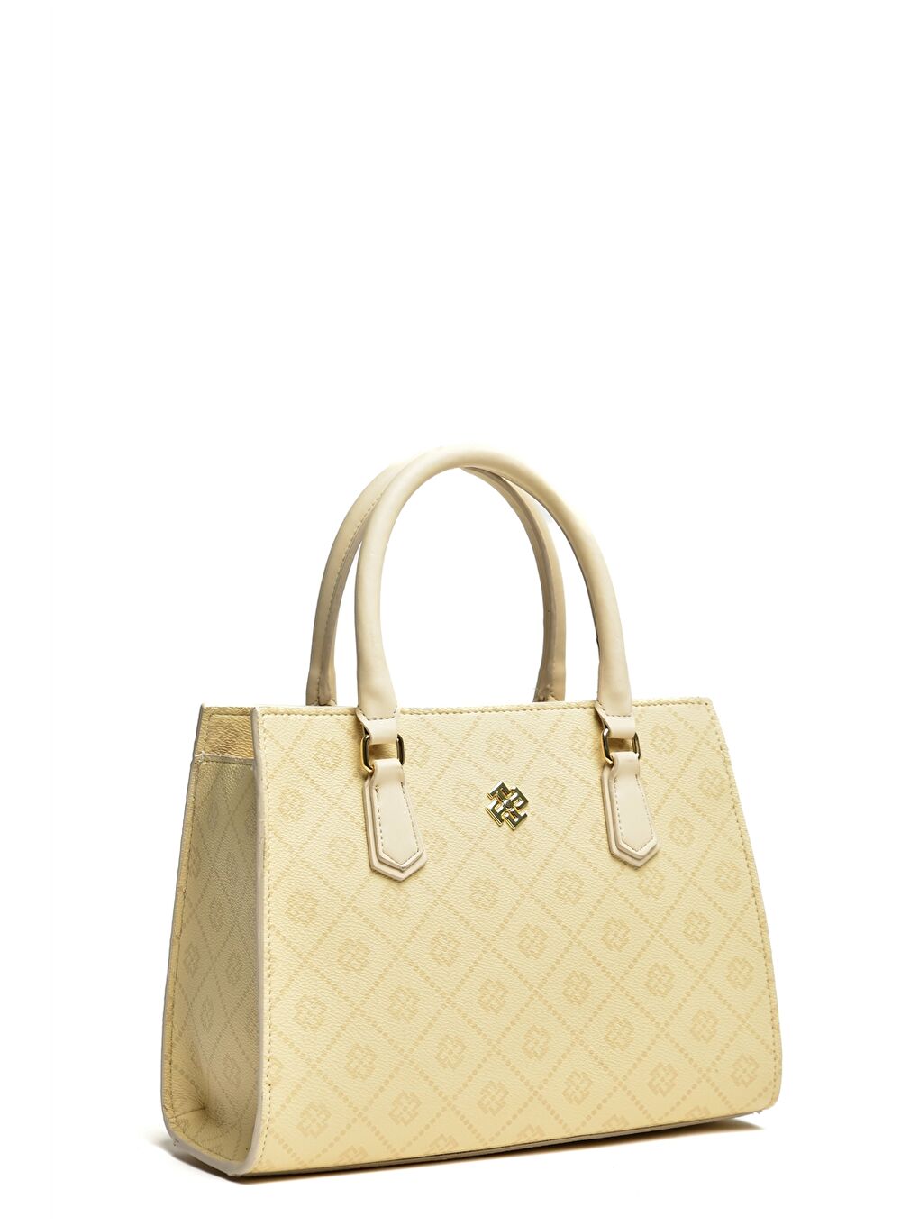 Bej Deri Görünümlü Desenli Kadın Kol Çantası-3