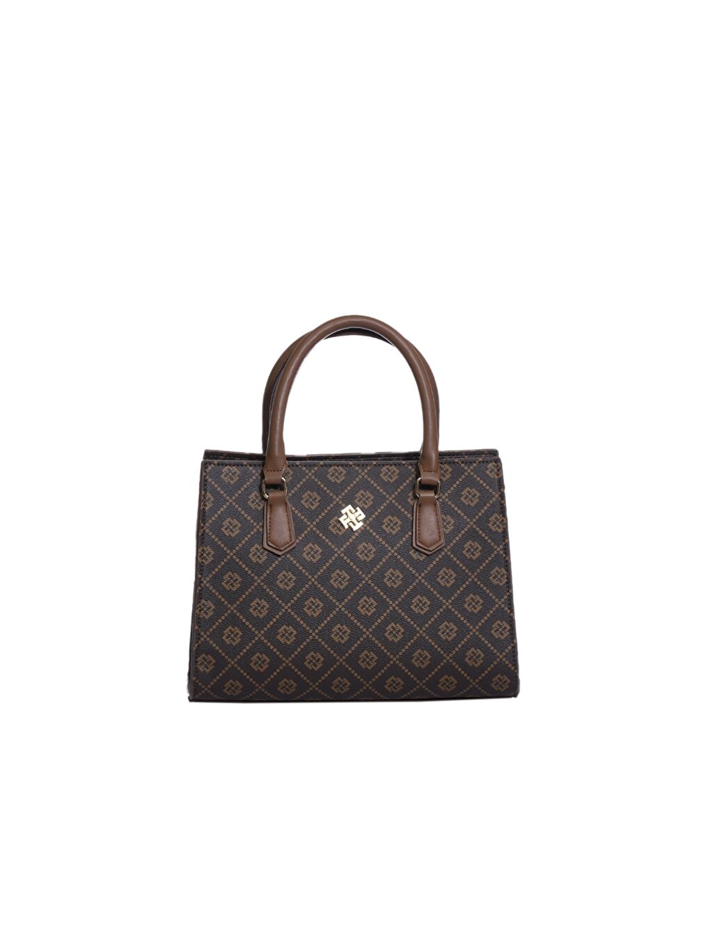 Kahverengi Deri Görünümlü Desenli Kadın Kol Çantası