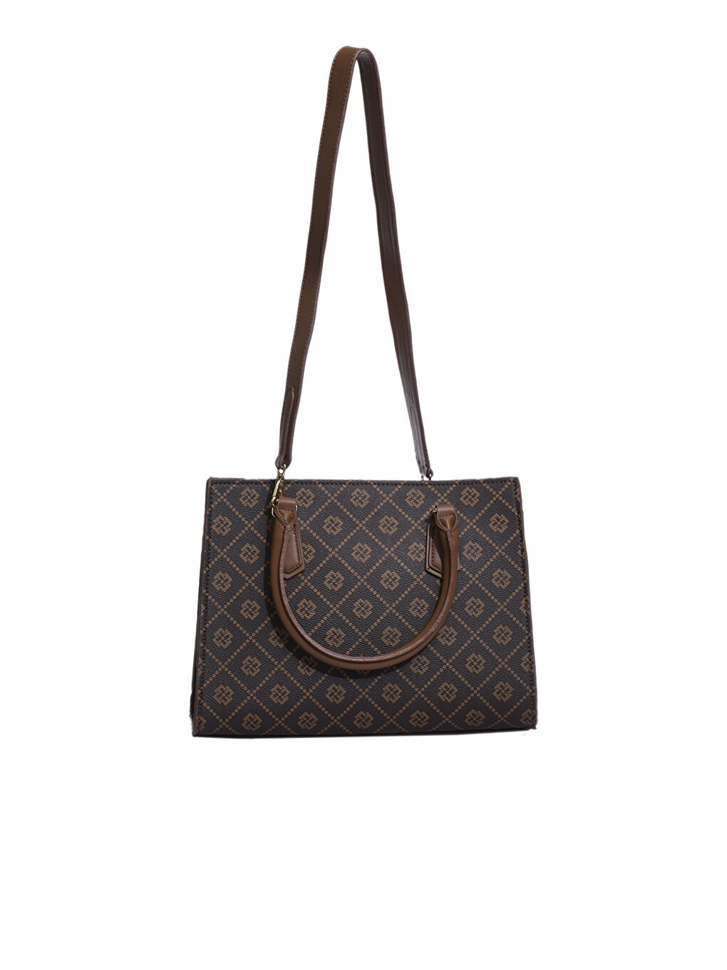 Kahverengi Deri Görünümlü Desenli Kadın Kol Çantası-2