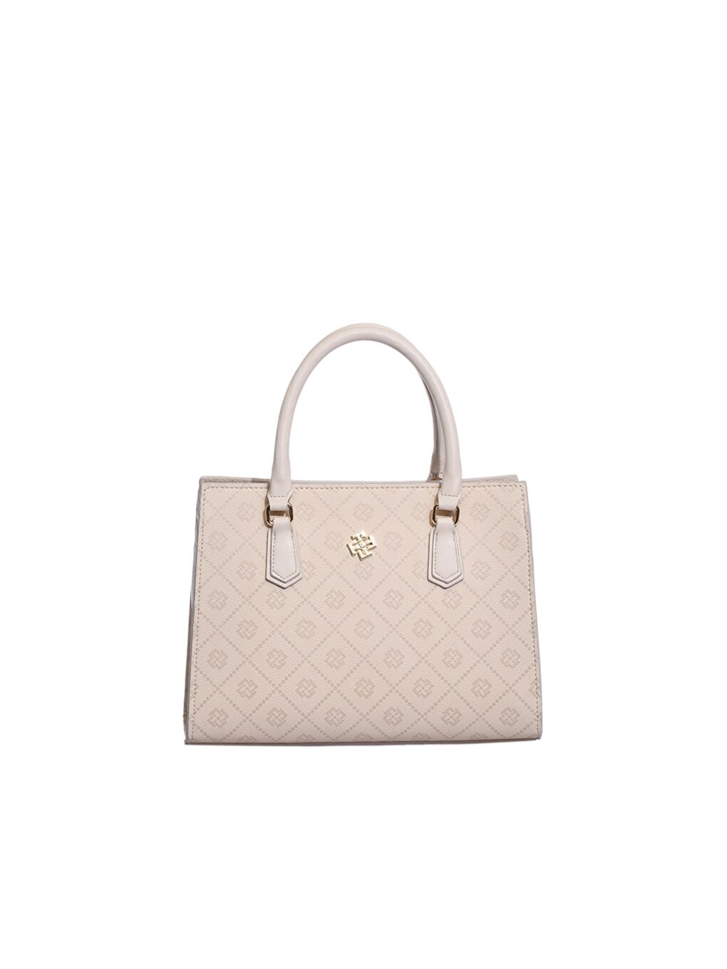 Bej Deri Görünümlü Desenli Kadın Kol Çantası