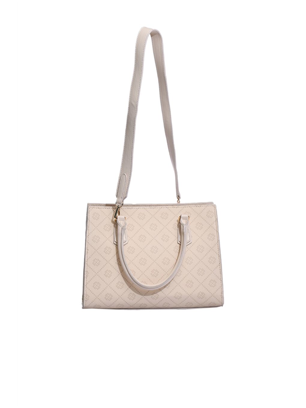 Bej Deri Görünümlü Desenli Kadın Kol Çantası-4