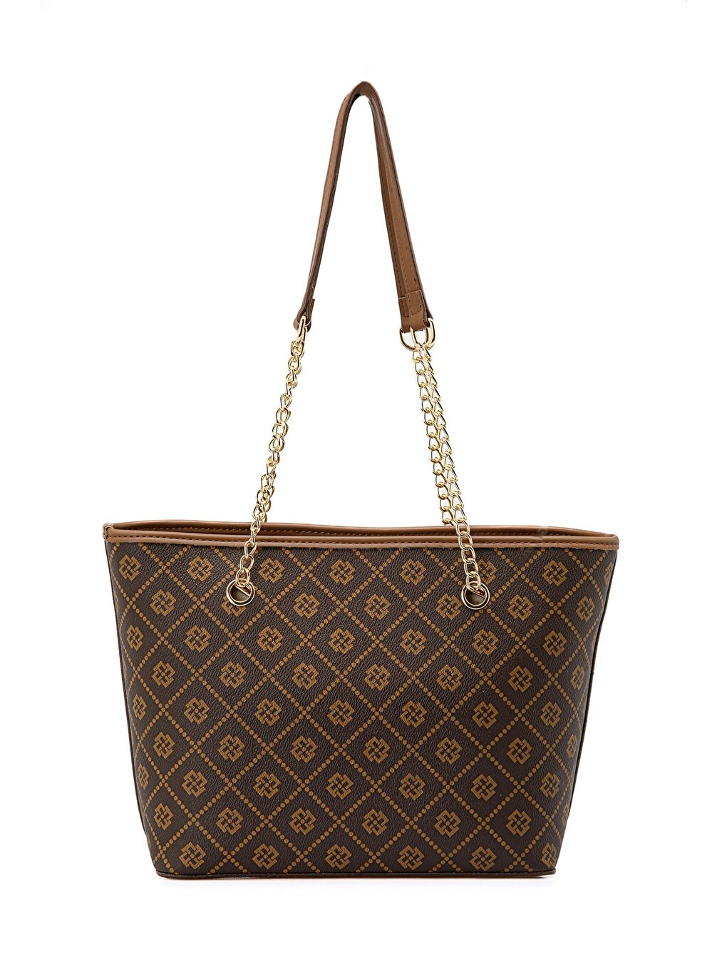 Kahverengi Deri Görünümlü Desenli Kadın Omuz Çantası-3