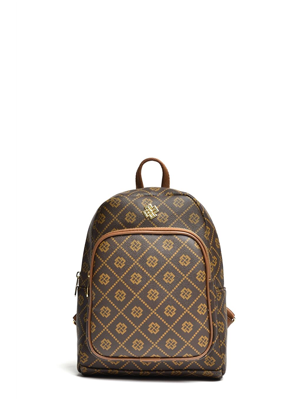 Kahverengi Deri Görünümlü Desenli Kadın Sırt Çantası-1