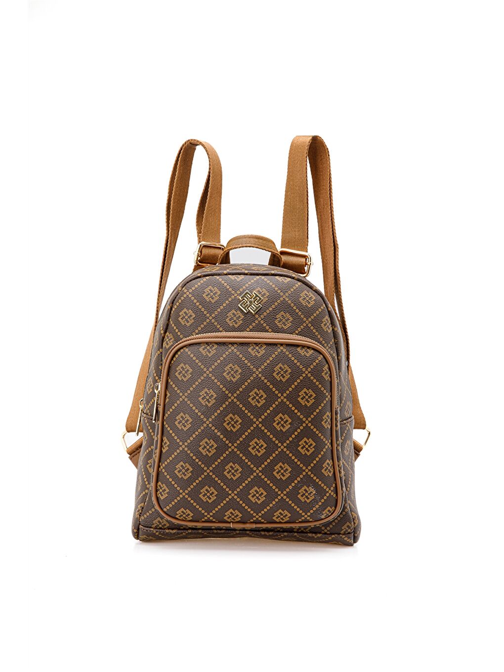 Kahverengi Deri Görünümlü Desenli Kadın Sırt Çantası-2