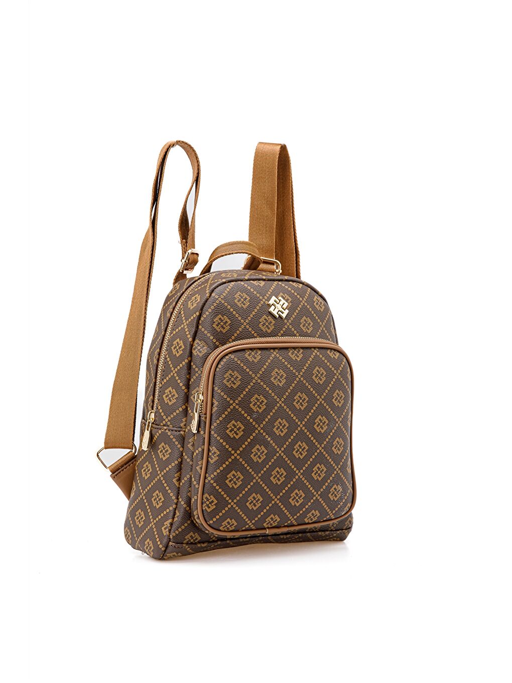 Kahverengi Deri Görünümlü Desenli Kadın Sırt Çantası-3