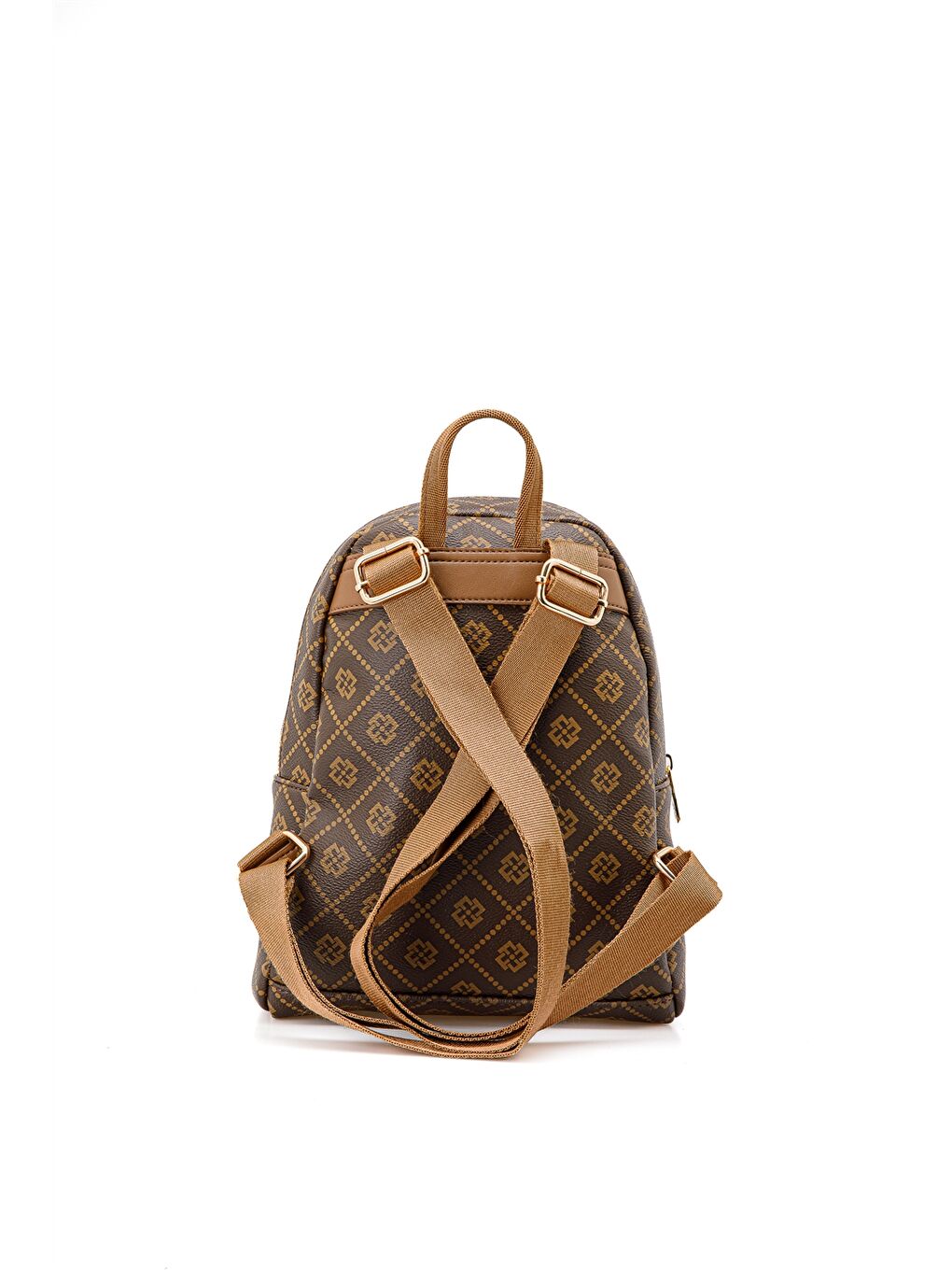 Kahverengi Deri Görünümlü Desenli Kadın Sırt Çantası-4