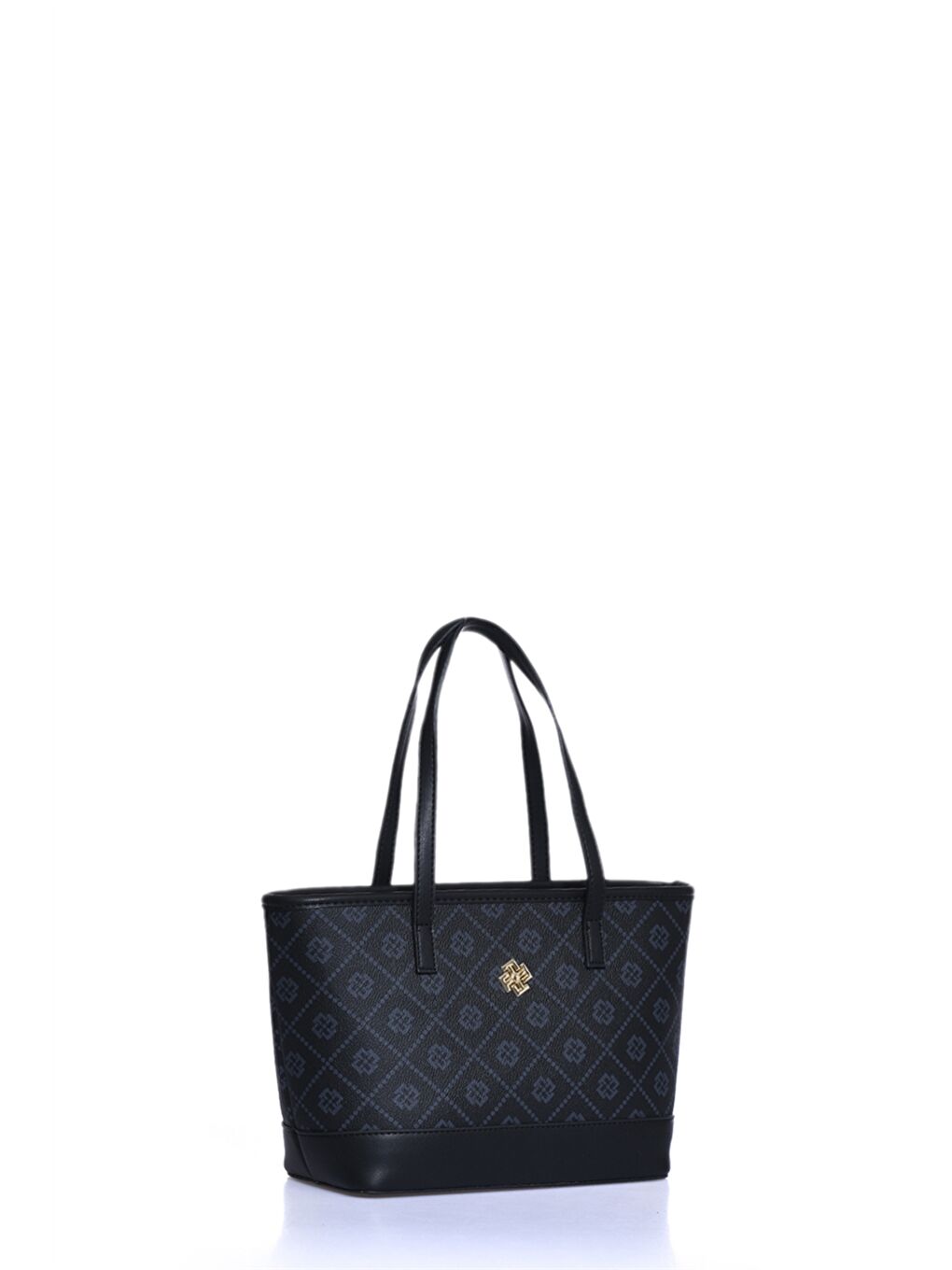 Siyah Deri Görünümlü Desenli Kadın Omuz Çantası-1