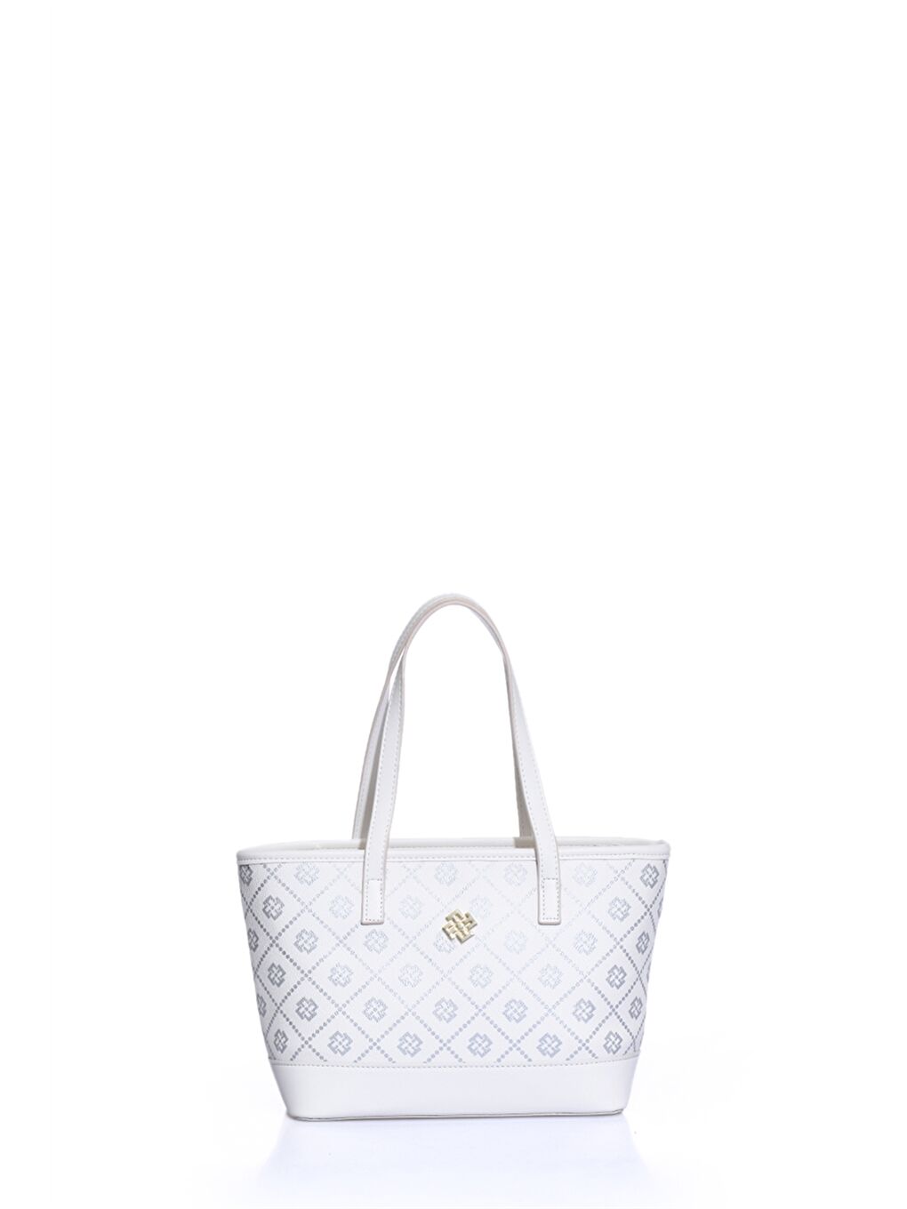 Beyaz Deri Görünümlü Desenli Kadın Omuz Çantası