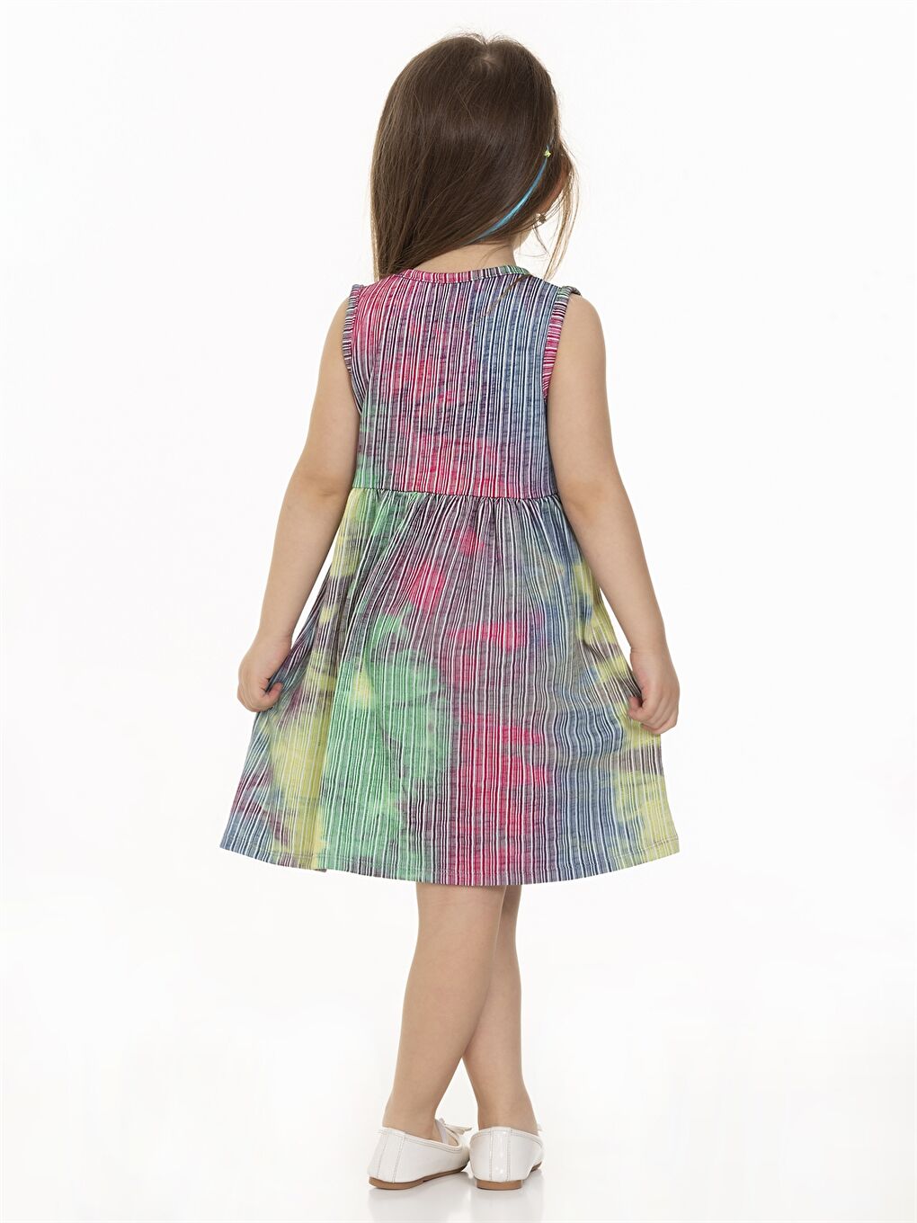 Yeşil Bisiklet Yaka Desenli Kız Bebek Elbise-3