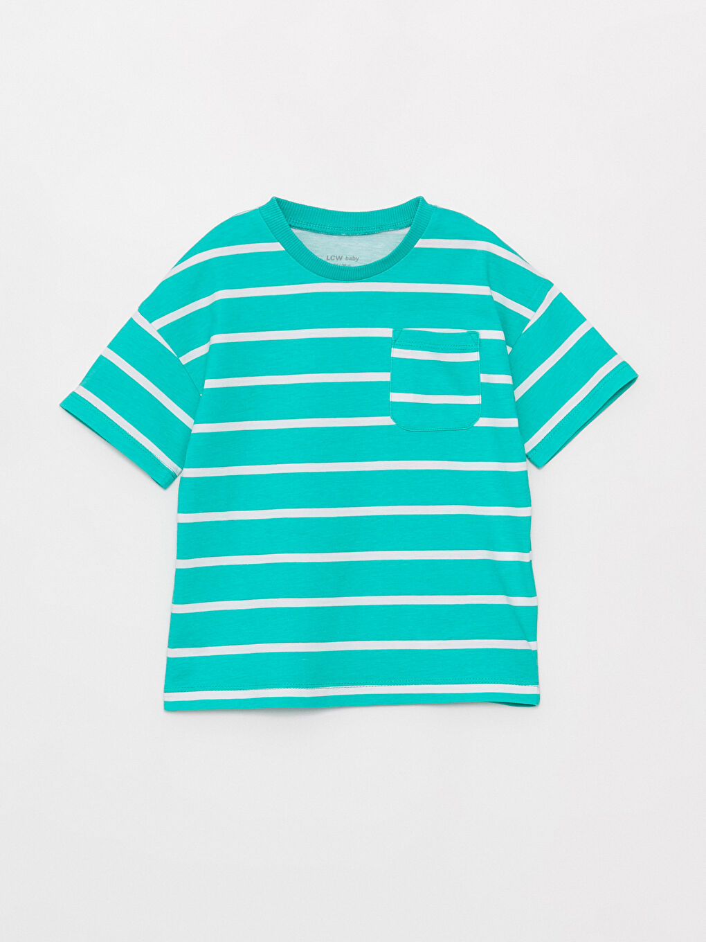 Turkuaz Bisiklet Yaka Kısa Kollu Çizgili Erkek Bebek Tişört
