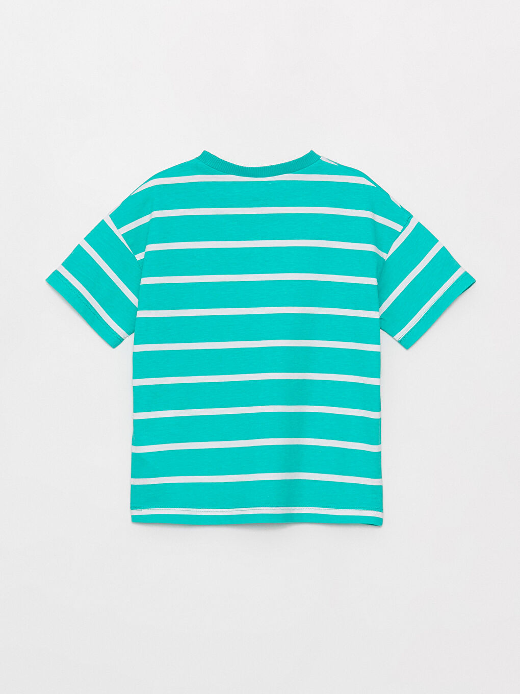 Turkuaz Bisiklet Yaka Kısa Kollu Çizgili Erkek Bebek Tişört-1