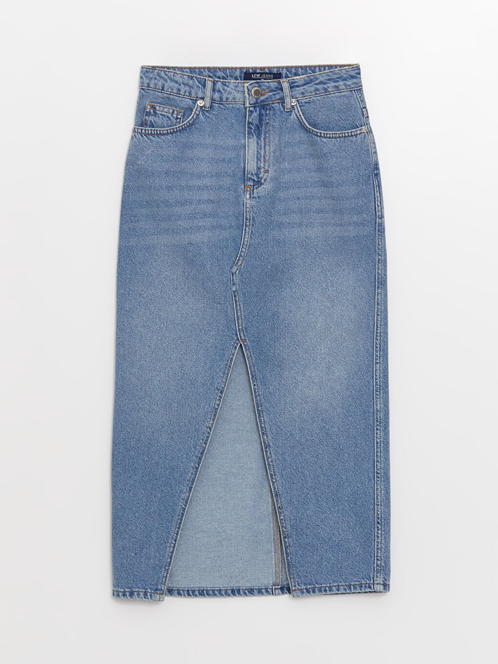 LCW Vision Indigo Standart Fit Kadın Jean Etek - 5