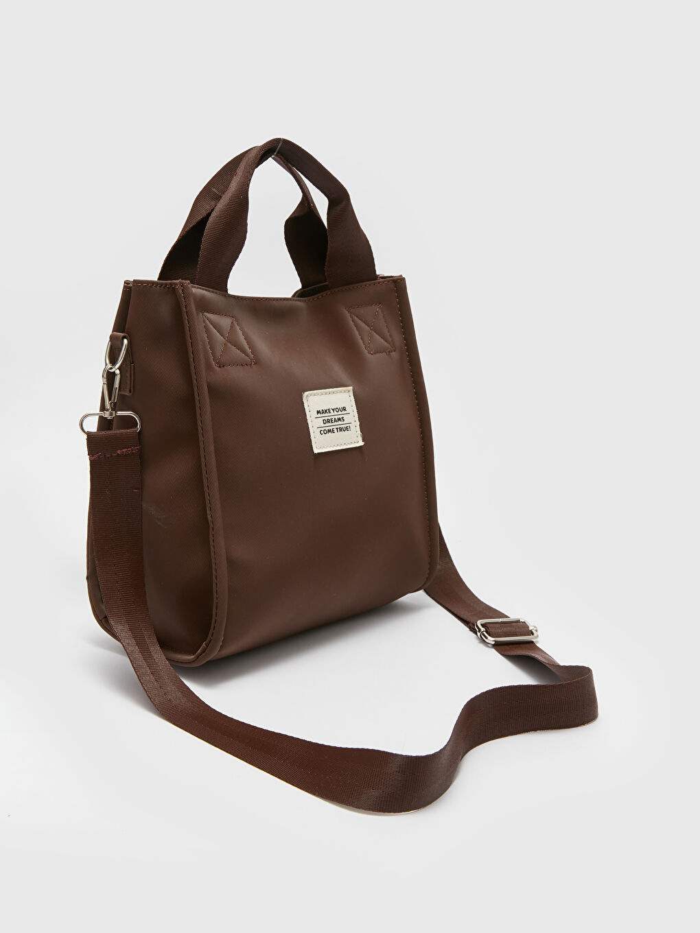 Kahverengi Etiket Detaylı Kadın Kol Çantası-3