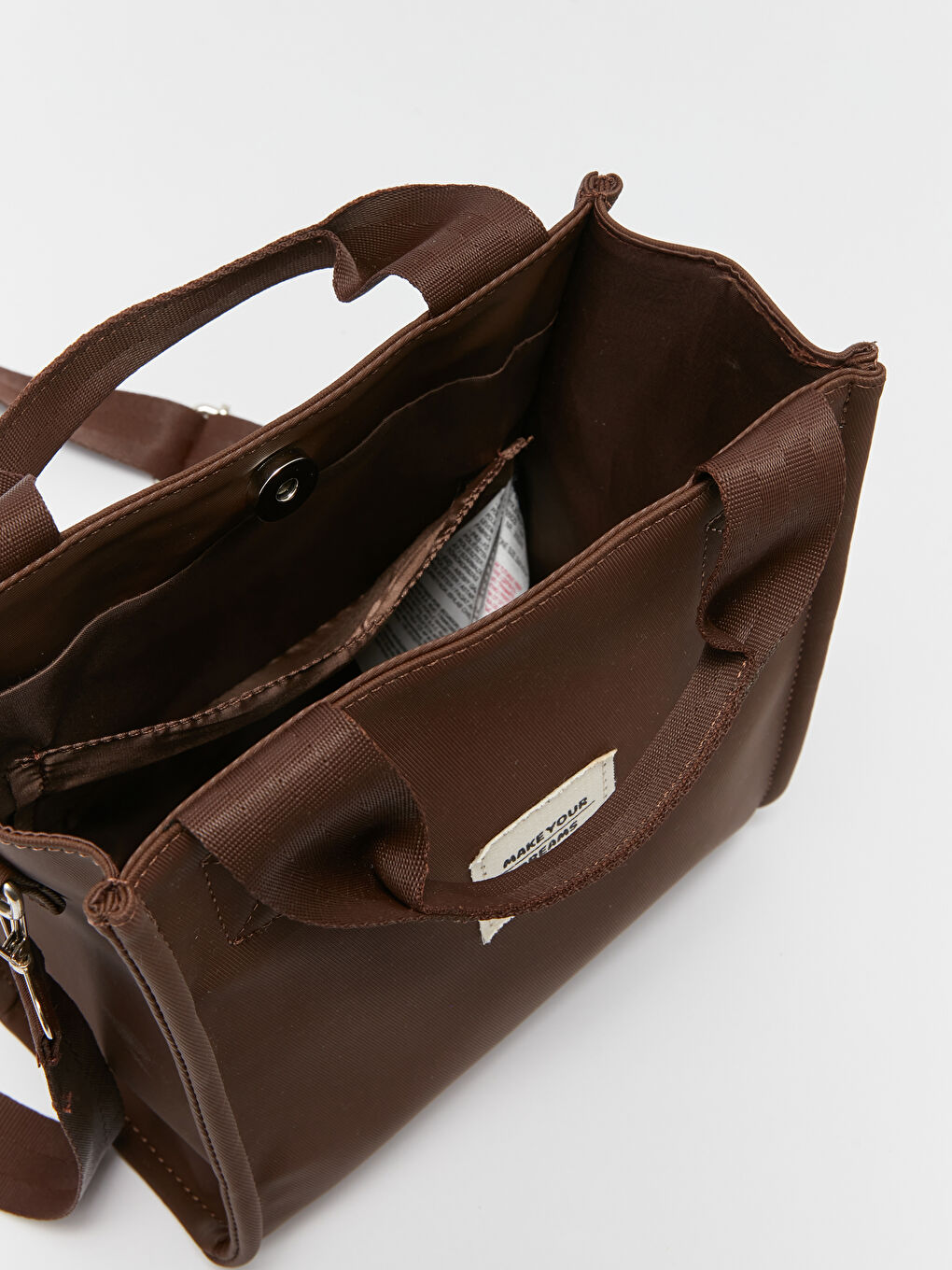 Kahverengi Etiket Detaylı Kadın Kol Çantası-4