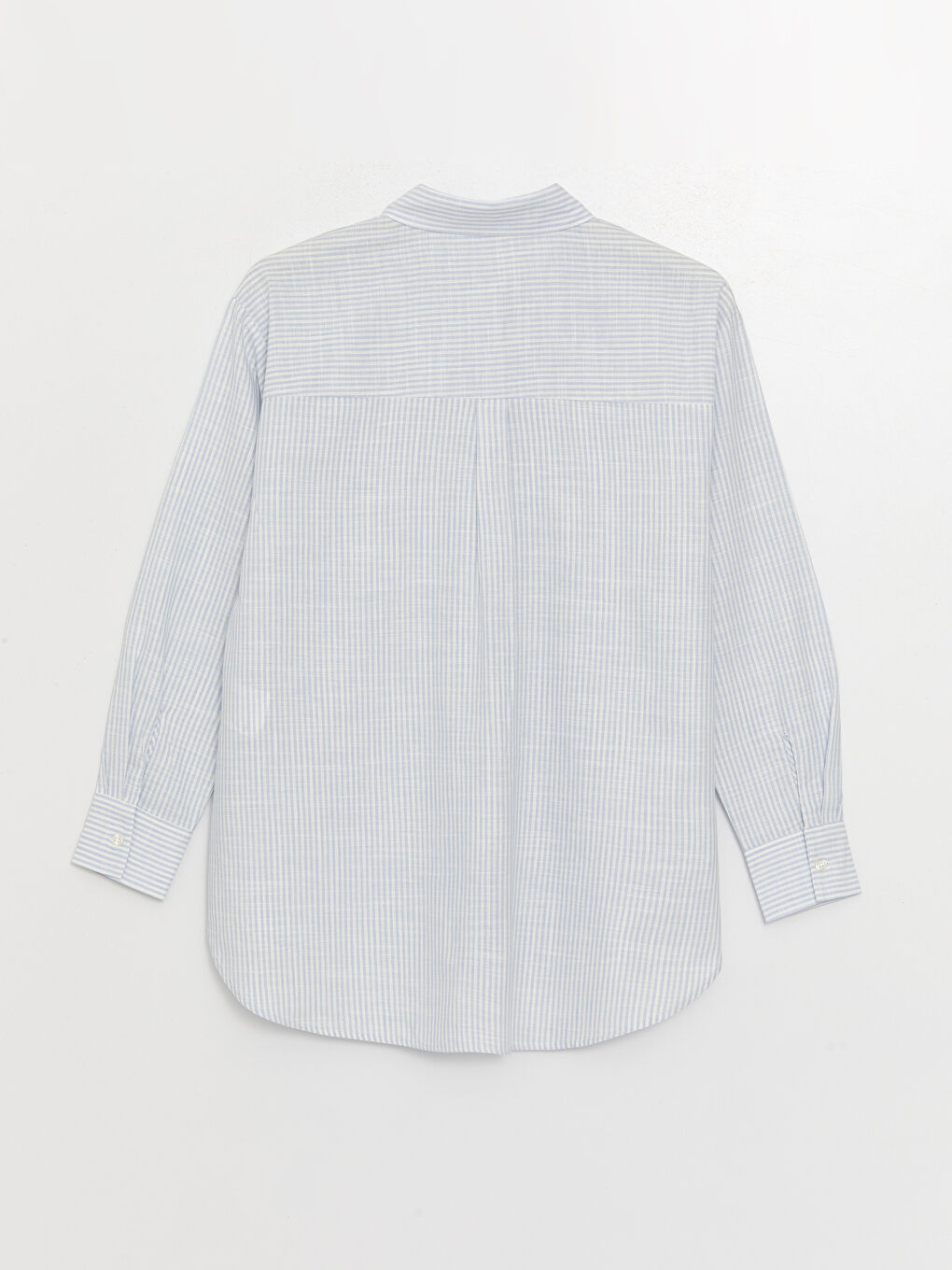 Mavi Çizgili Oversize Poplin Kadın Gömlek-5