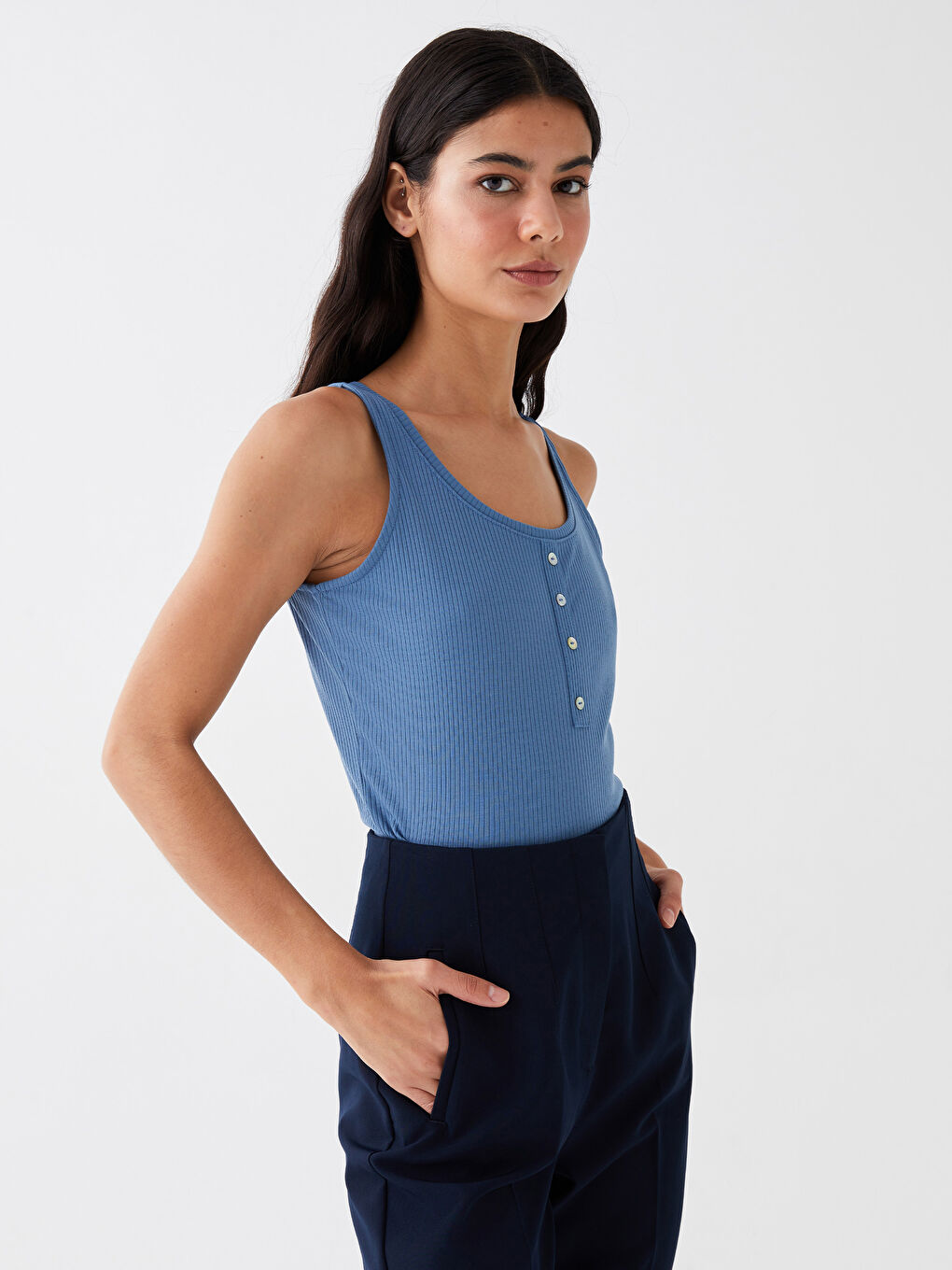 LCWAIKIKI Basic Women's U Neck Plain Tank Top -S3JI96Z8-MT2