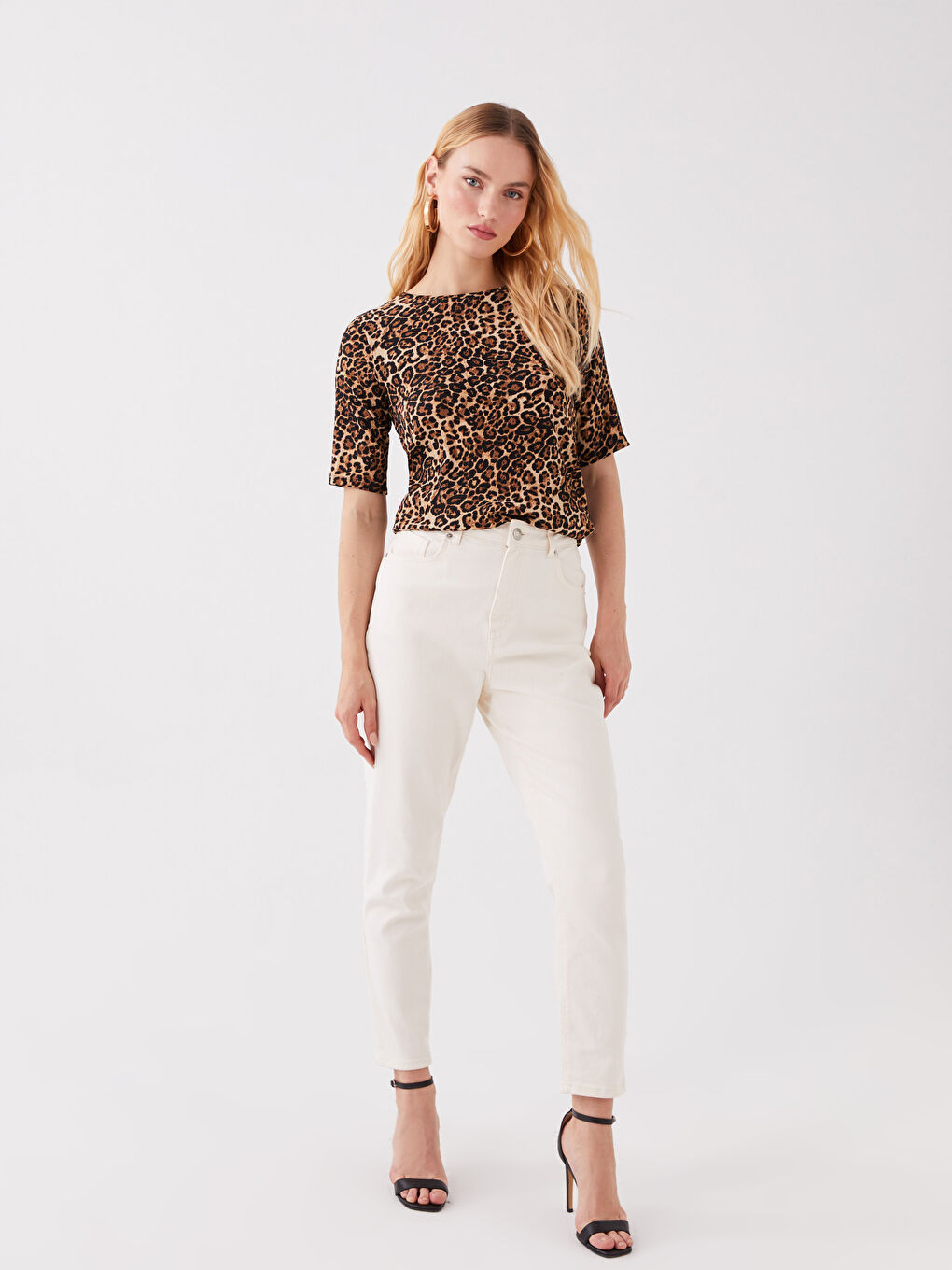 Crew Neck Patterned Short Sleeve Women's T-Shirt-2