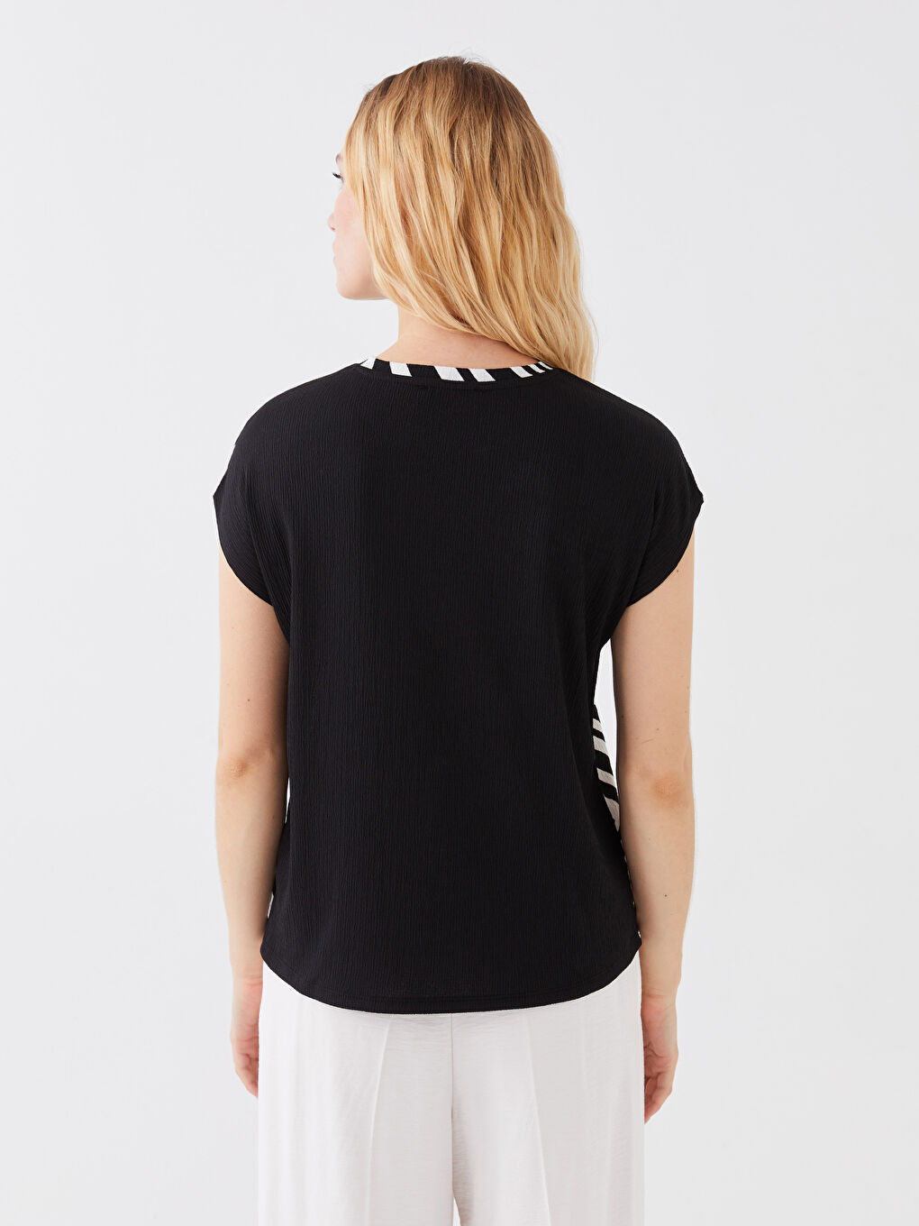 Crew Neck Patterned Short Sleeve Women's T-Shirt-4