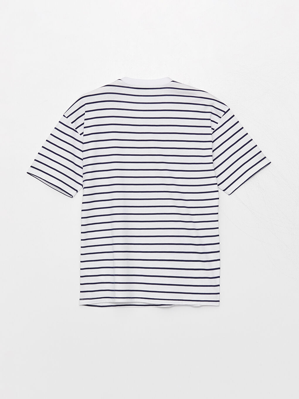 Mavi Bisiklet Yaka Kısa Kollu Çizgili Erkek Tişört-1