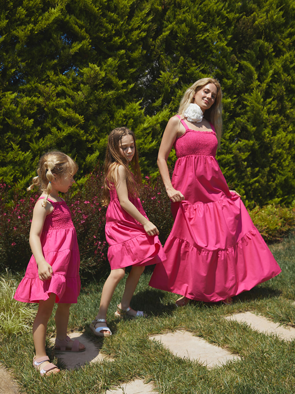 Square Neck Plain Poplin Women's Dress Mother-Daughter Set -S3JJ06Z8-H4K