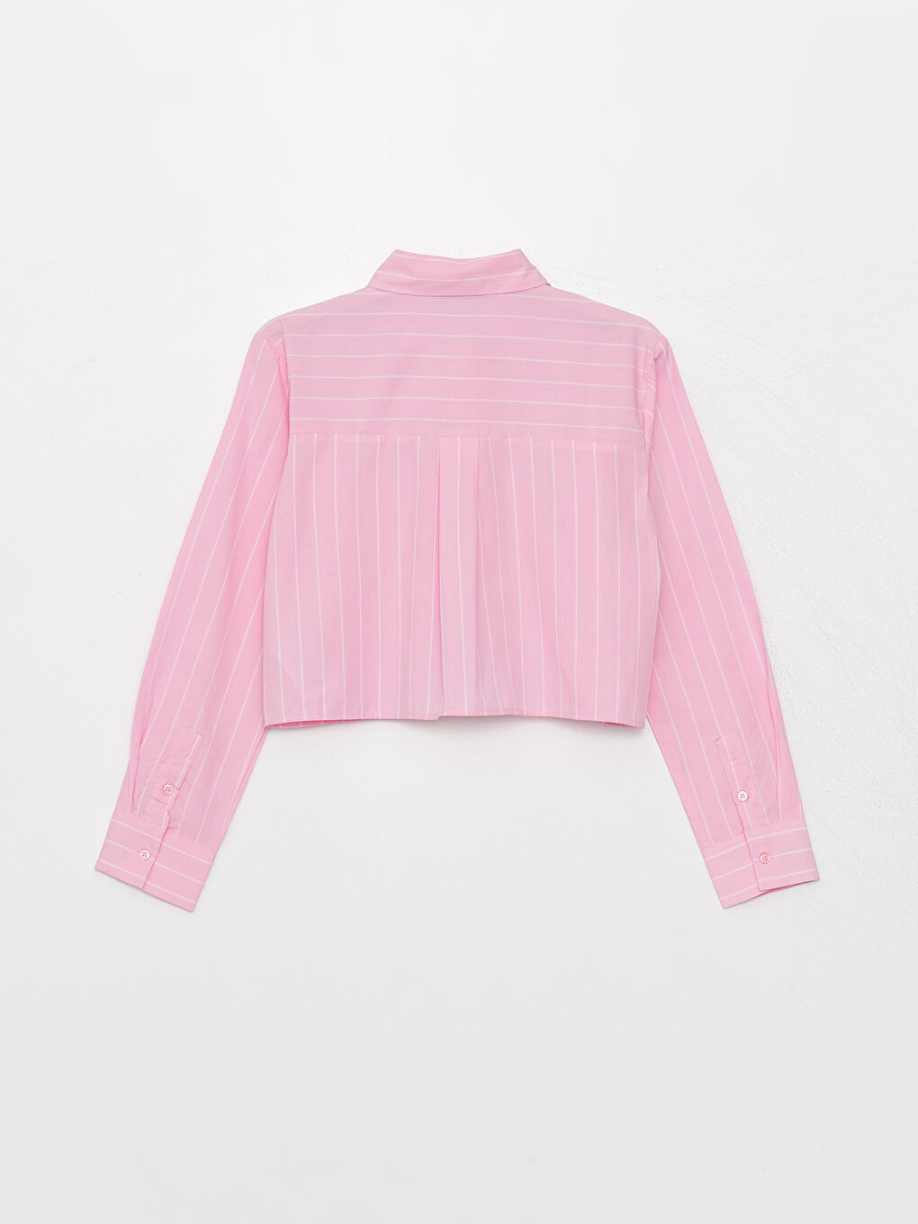 Plain Striped Long-Sleeve Crop Women's Shirt-6