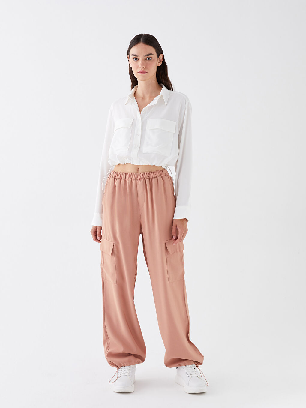 Chemise Coupe Courte en Popeline pour Femmes-2