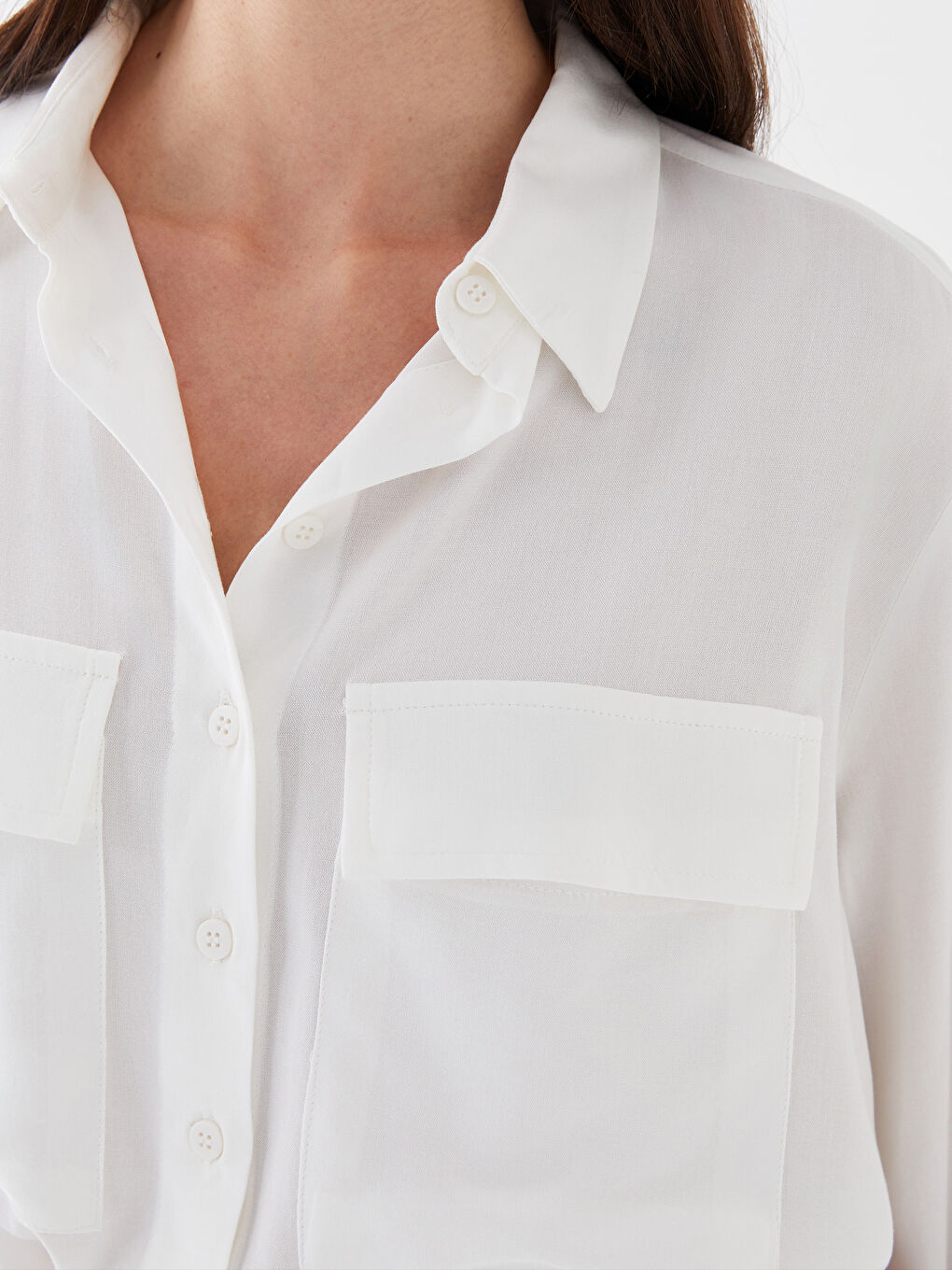 Chemise Coupe Courte en Popeline pour Femmes-3