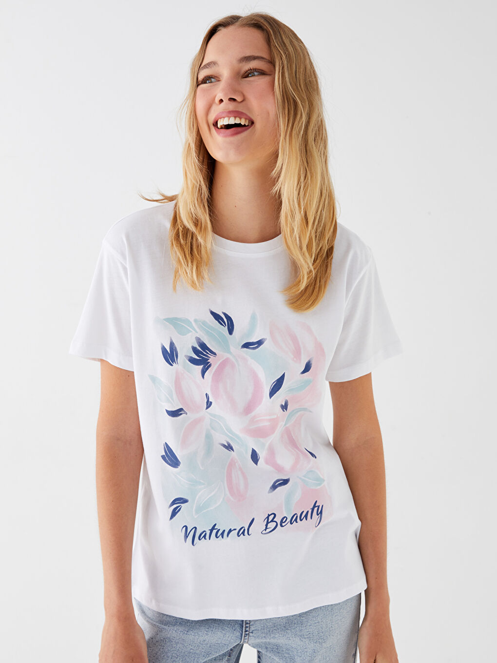 Crew Neck Printed Short Sleeve Women's T-Shirt