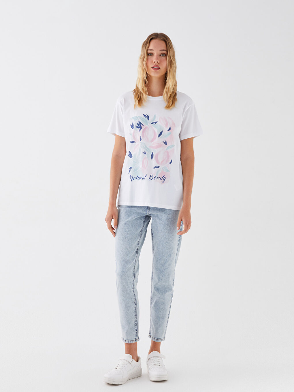 Crew Neck Printed Short Sleeve Women's T-Shirt-1