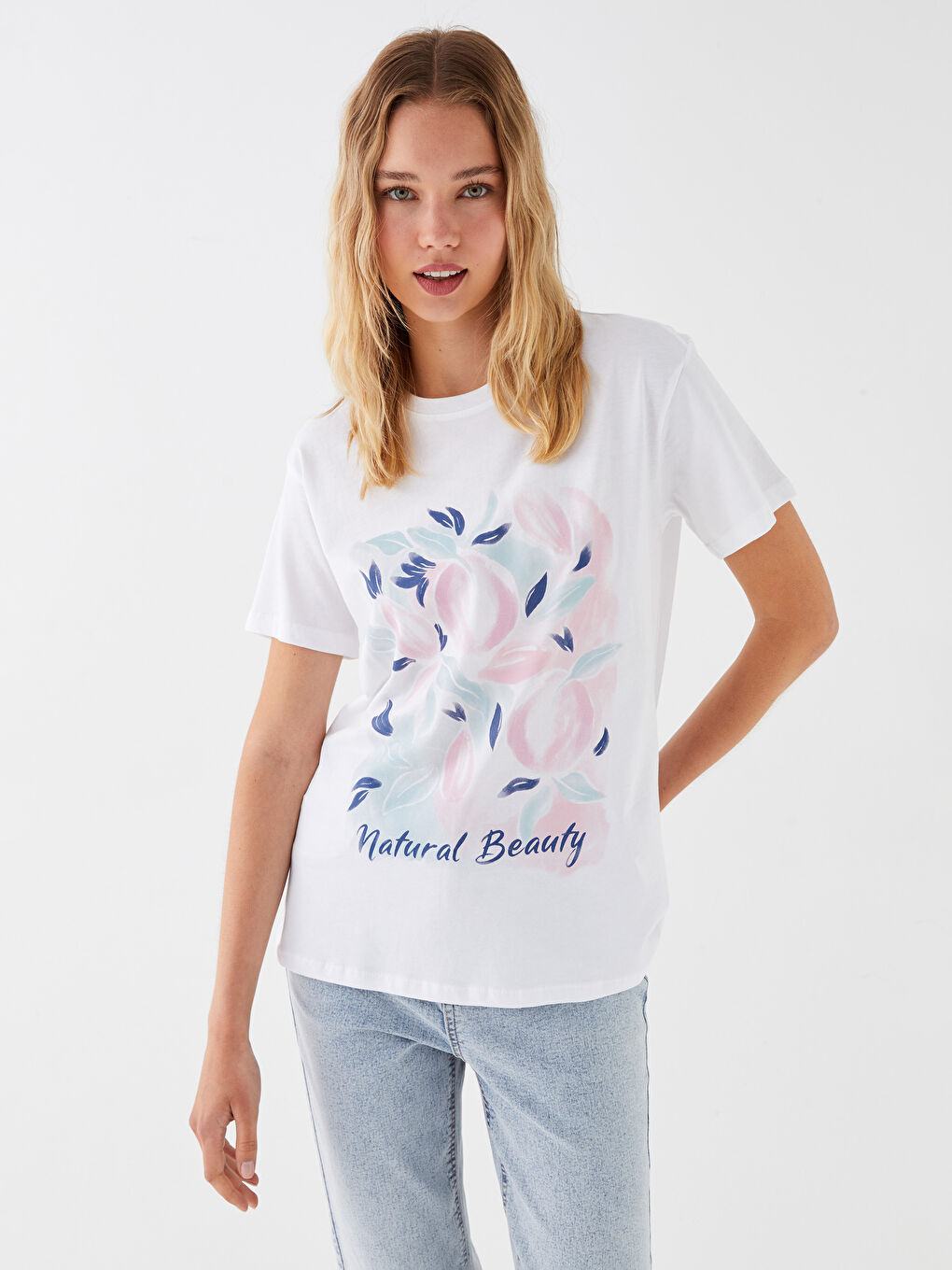 Crew Neck Printed Short Sleeve Women's T-Shirt-2