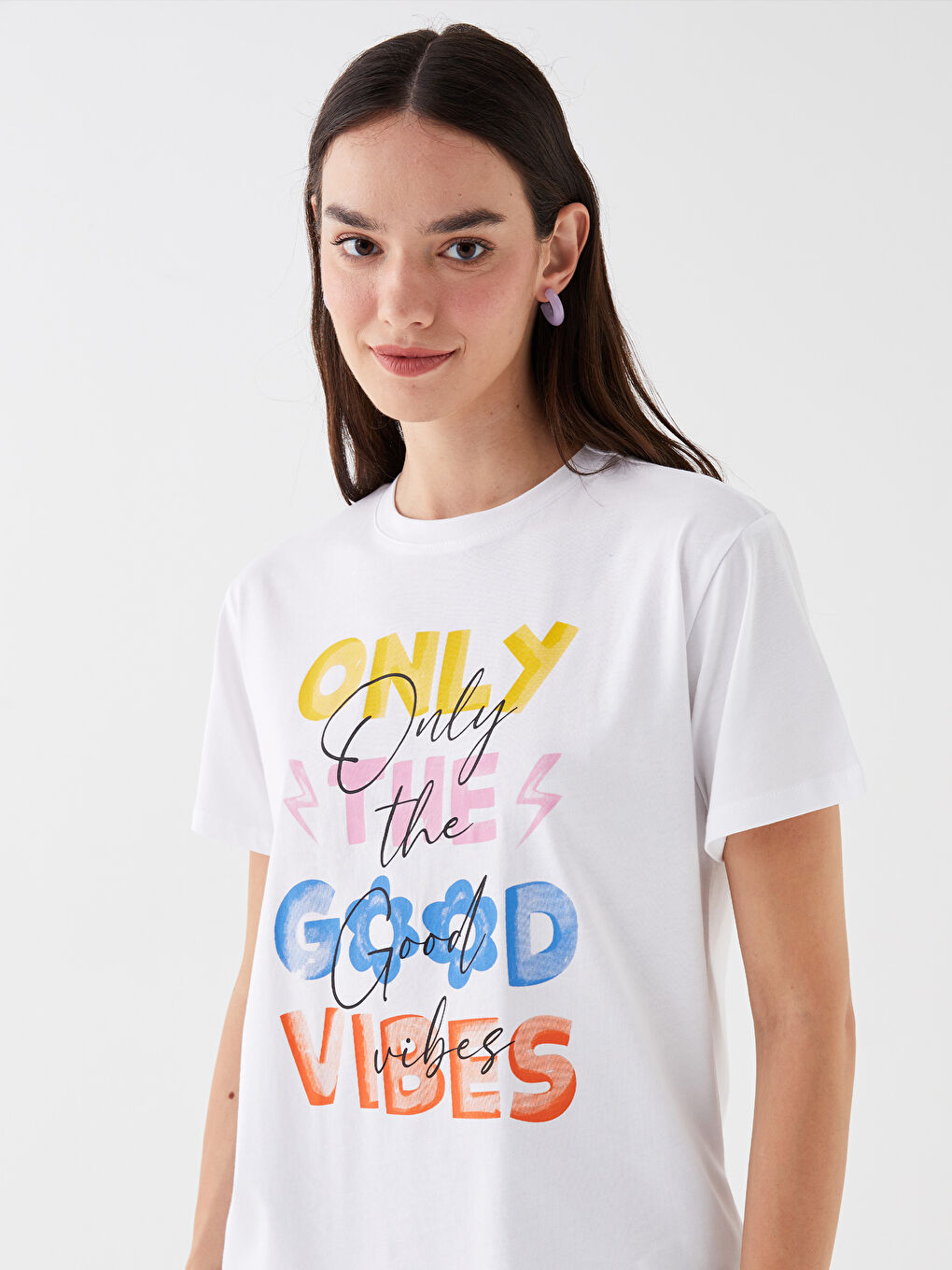 Crew Neck Printed Short Sleeve Women's T-Shirt