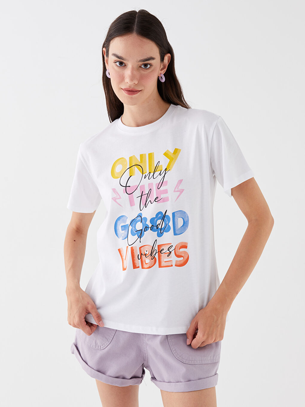 Crew Neck Printed Short Sleeve Women's T-Shirt-1