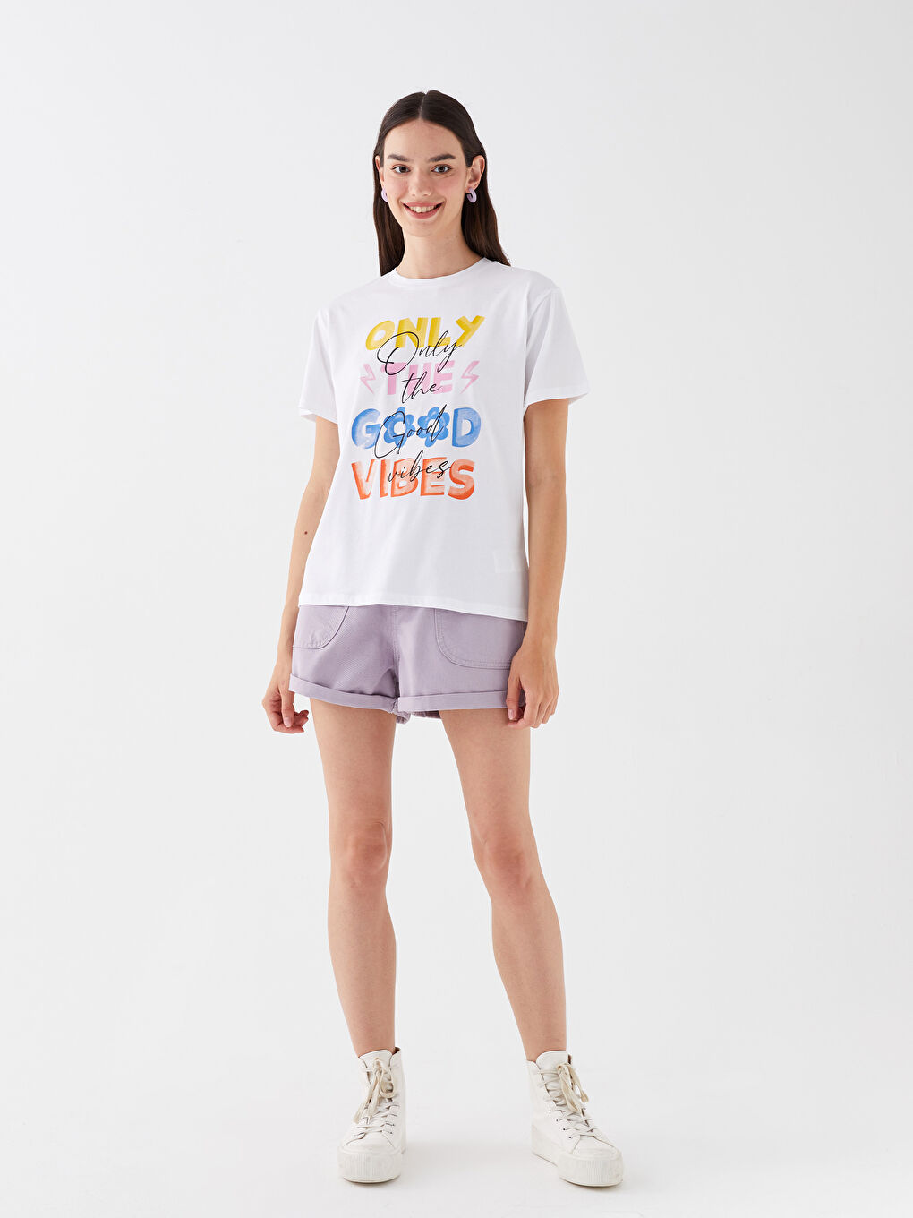 Crew Neck Printed Short Sleeve Women's T-Shirt-2