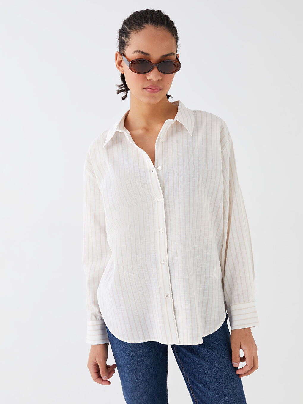 Striped Long Sleeve Oversize Women's Shirt