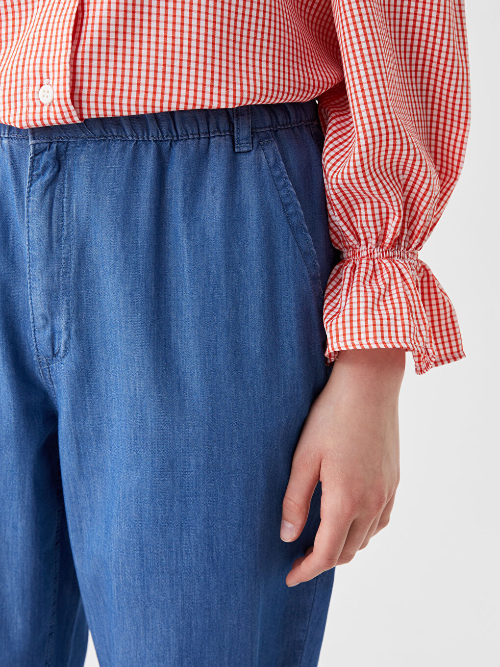 Jean Coupe Maman à Taille Élastiquée pour Femmes-1