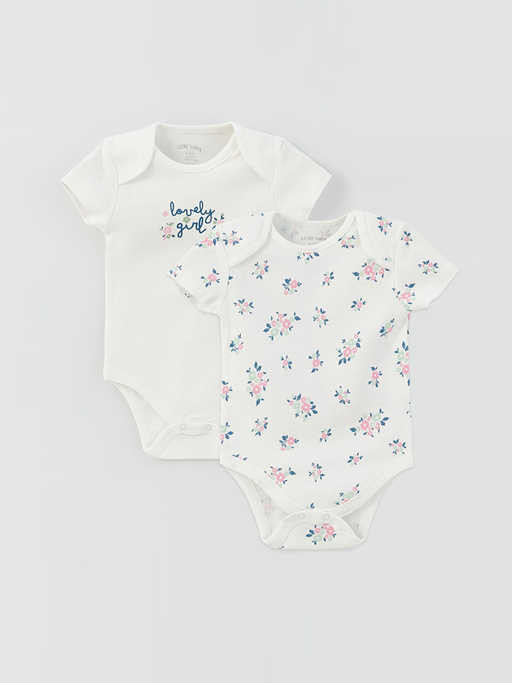 Дөңгелек жағалы қысқа жең принтті қыз балаға арналған түймесі бар боди 2 данадан тұратын