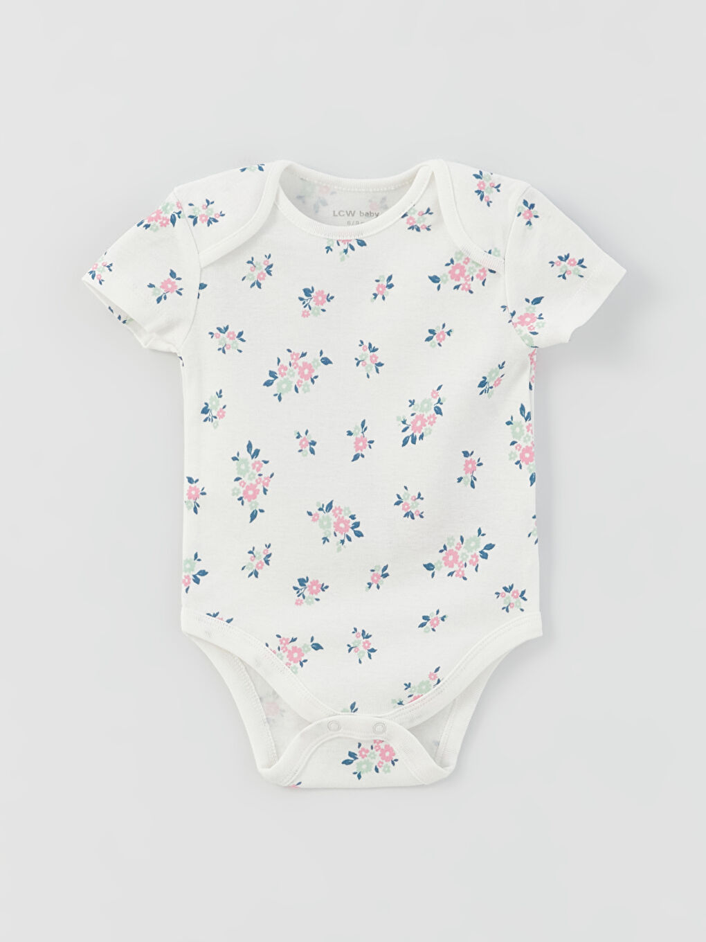 Дөңгелек жағалы қысқа жең принтті қыз балаға арналған түймесі бар боди 2 данадан тұратын-1