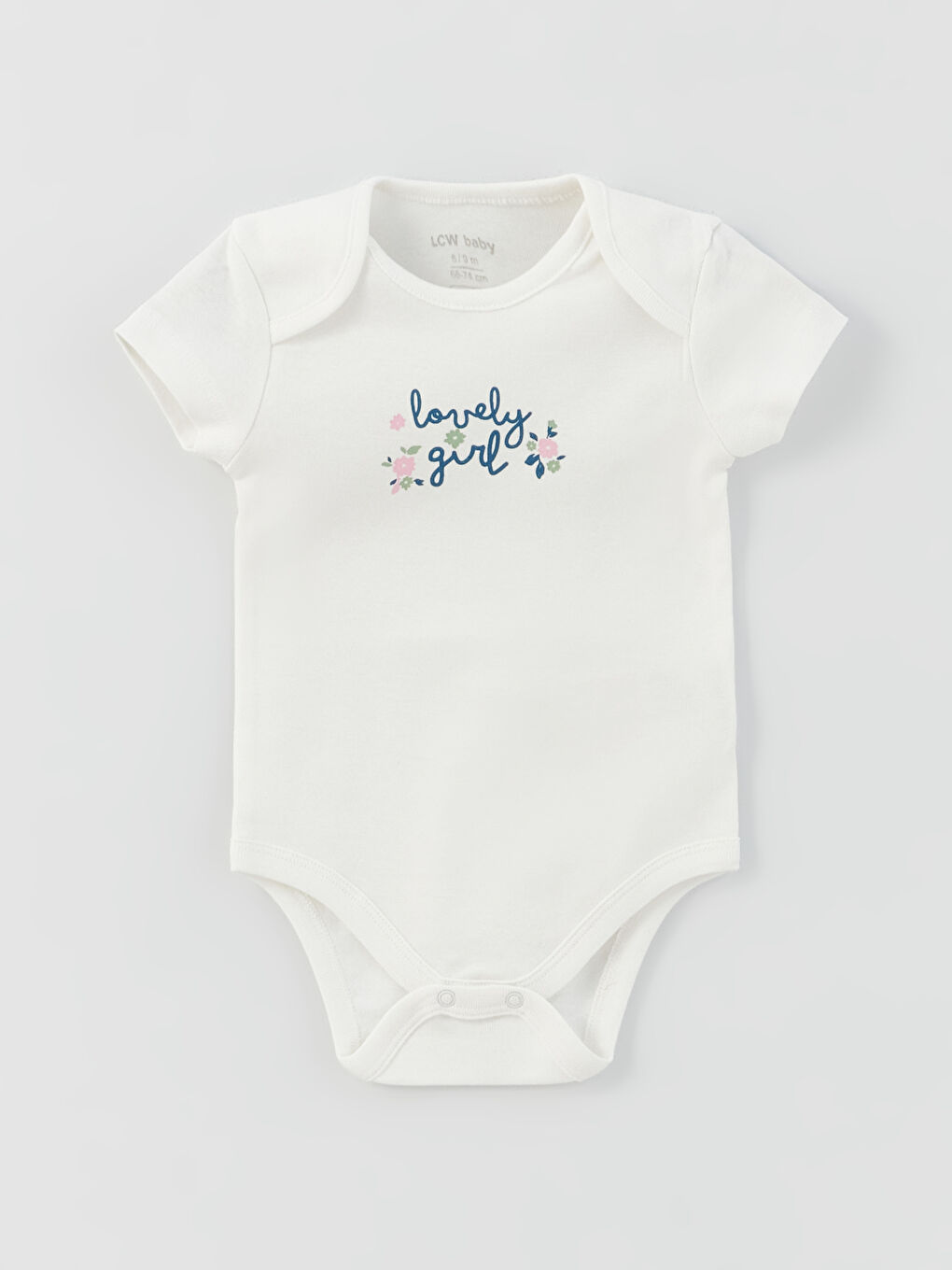 LCW baby Crew Neck Short Sleeve Patterned Baby Girl Snap