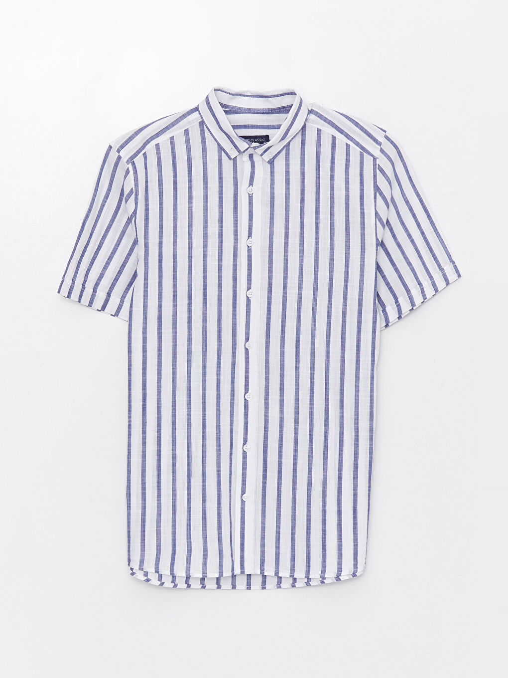 Beyaz Regular Fit Kısa Kollu Çizgili Erkek Gömlek-5