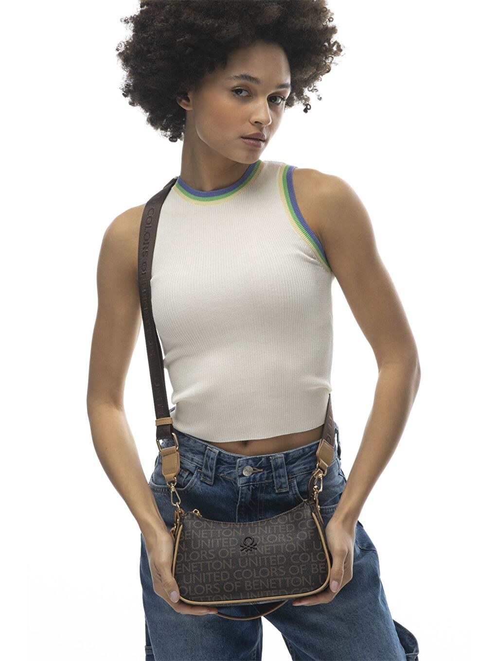 Kahverengi Deri Görünümlü Baskılı Kadın Omuz Çantası-1