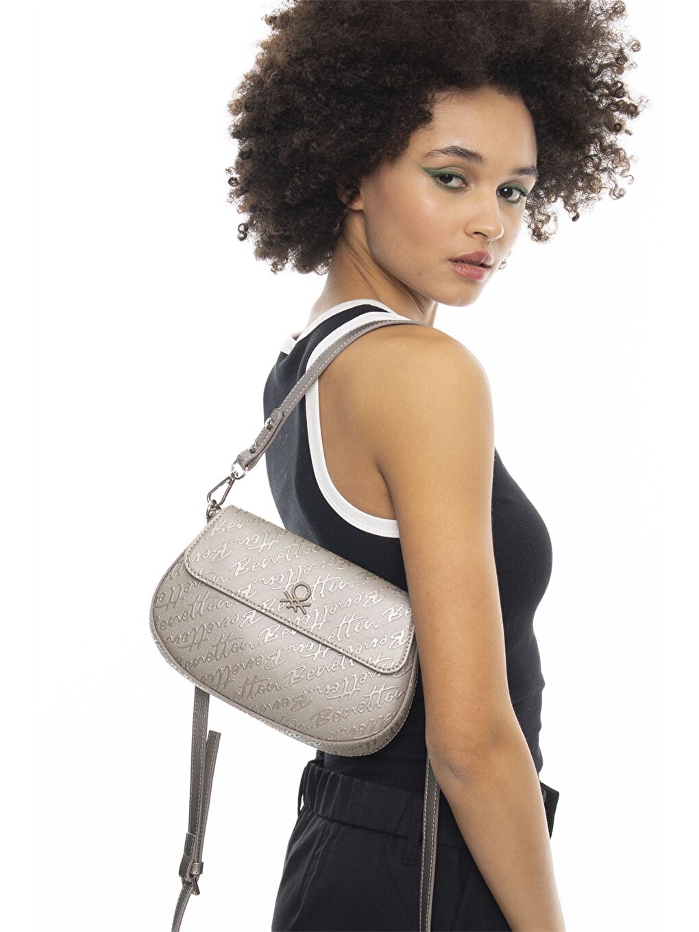 Sarı Deri Görünümlü Baskılı Kadın Omuz Çantası