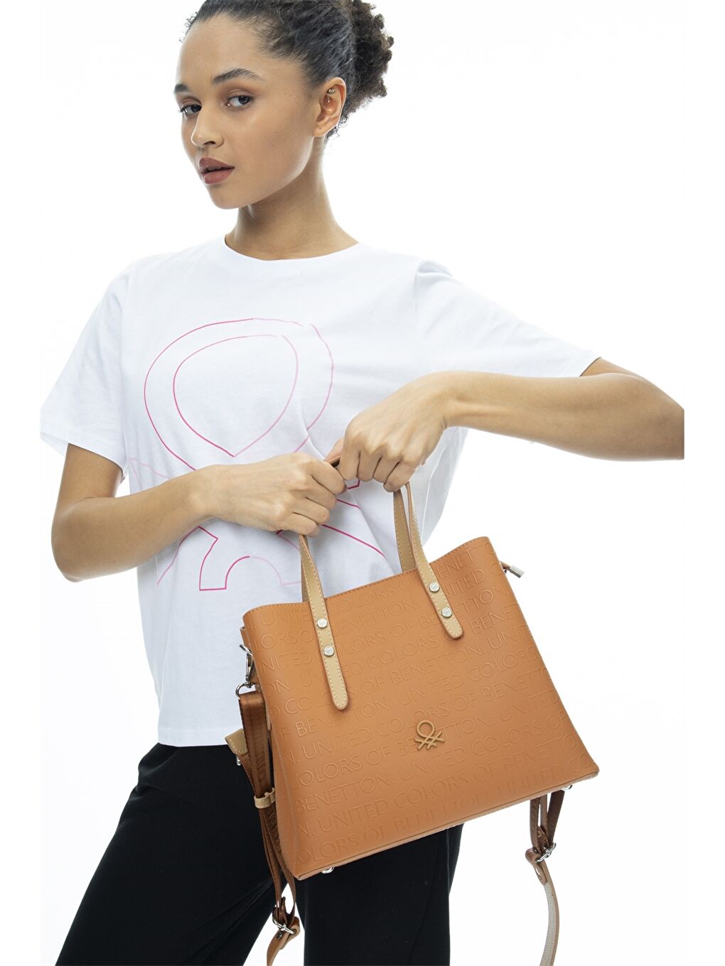 Kahverengi Deri Görünümlü Baskılı Kadın Omuz Çantası-1