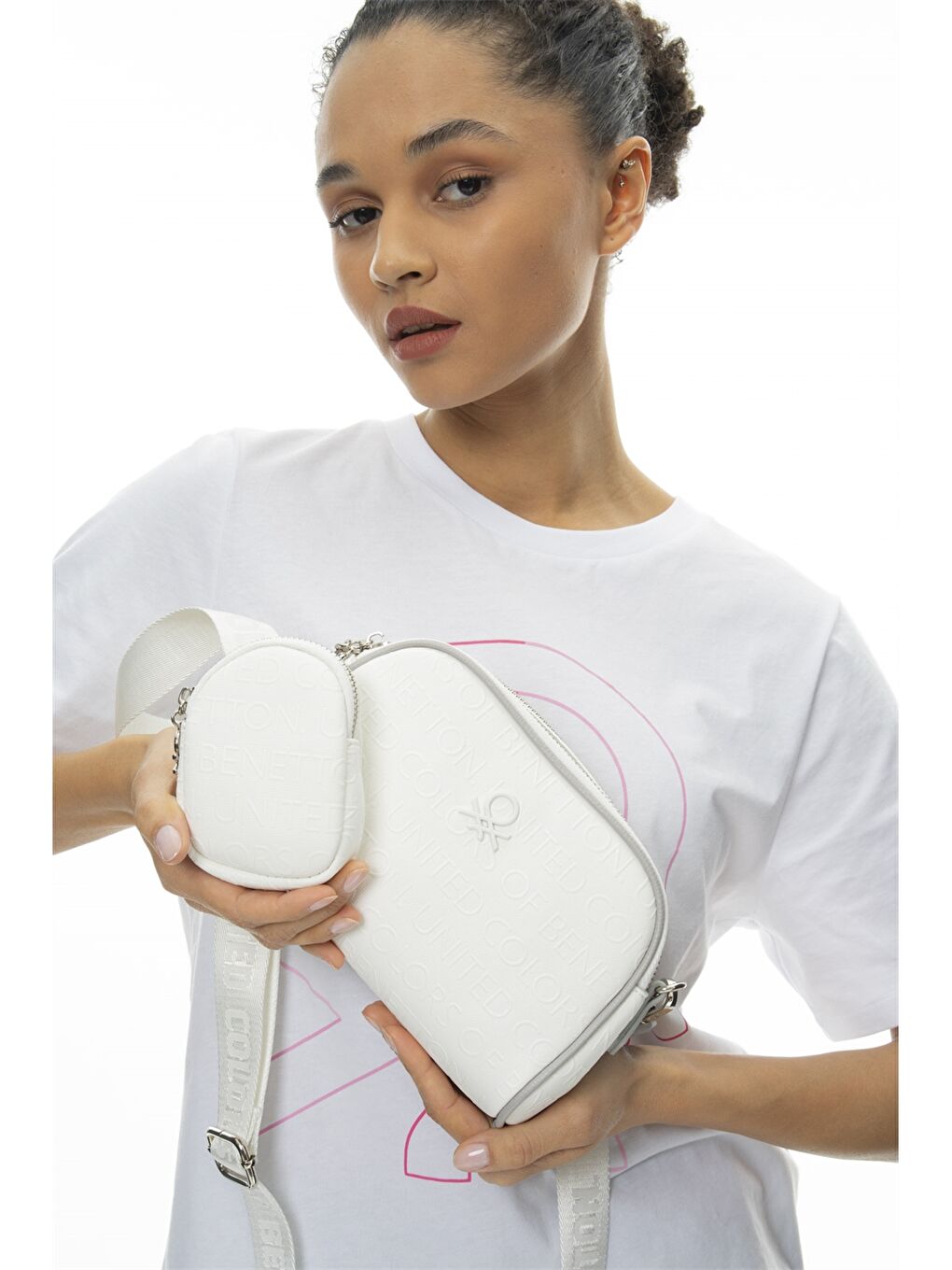 Beyaz Deri Görünümlü Kadın Çanta-1