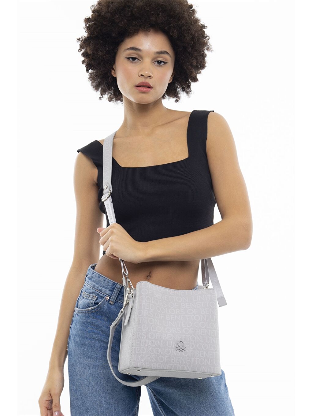 Gri Deri Görünümlü Kadın Çanta-1